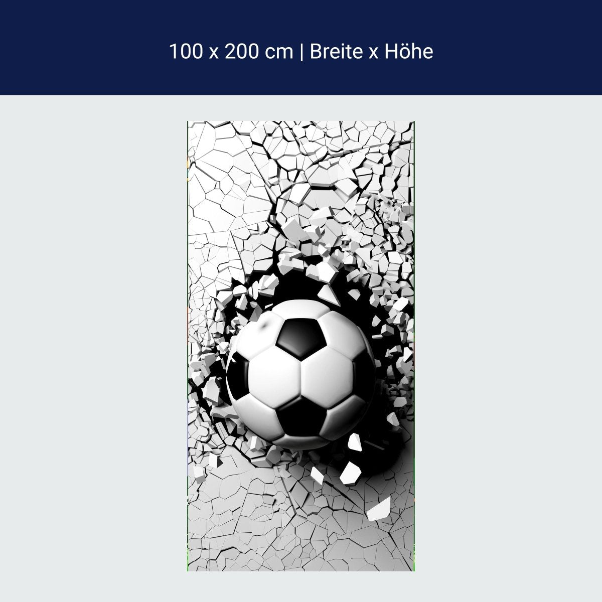 Türtapete Fussball durch Wand, 3D, Sport, Ball M1200