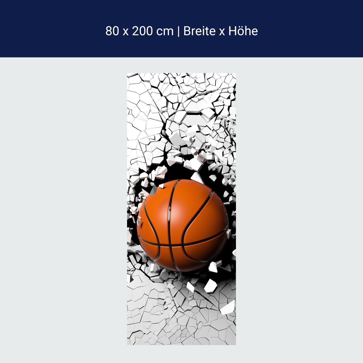 Türtapete Basketball durch Wand, 3D, Sport, Ball M1201