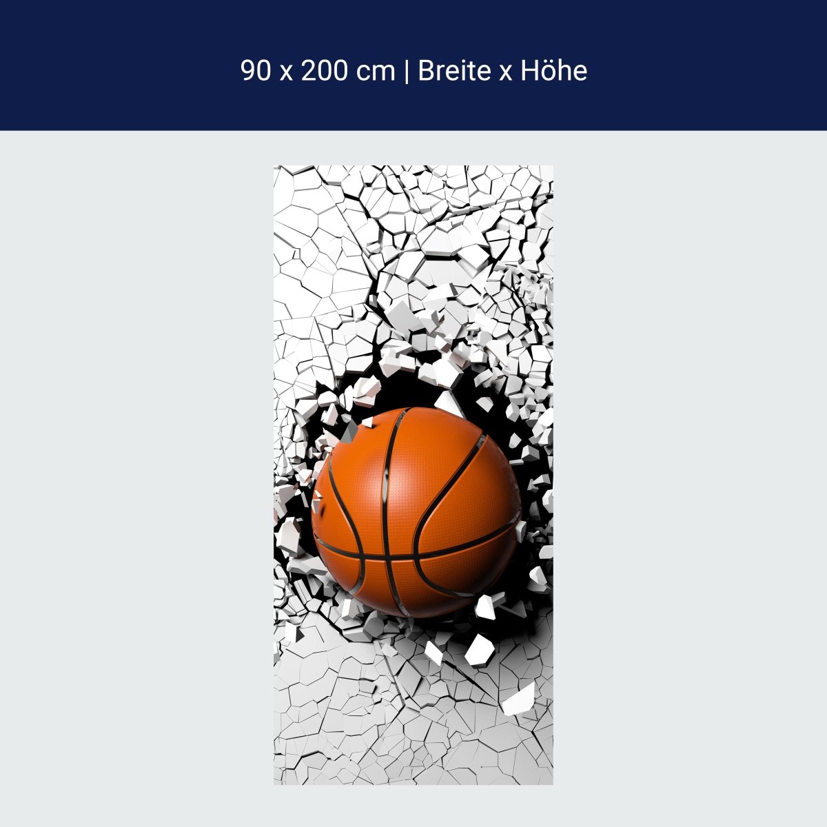 Türtapete Basketball durch Wand, 3D, Sport, Ball M1201
