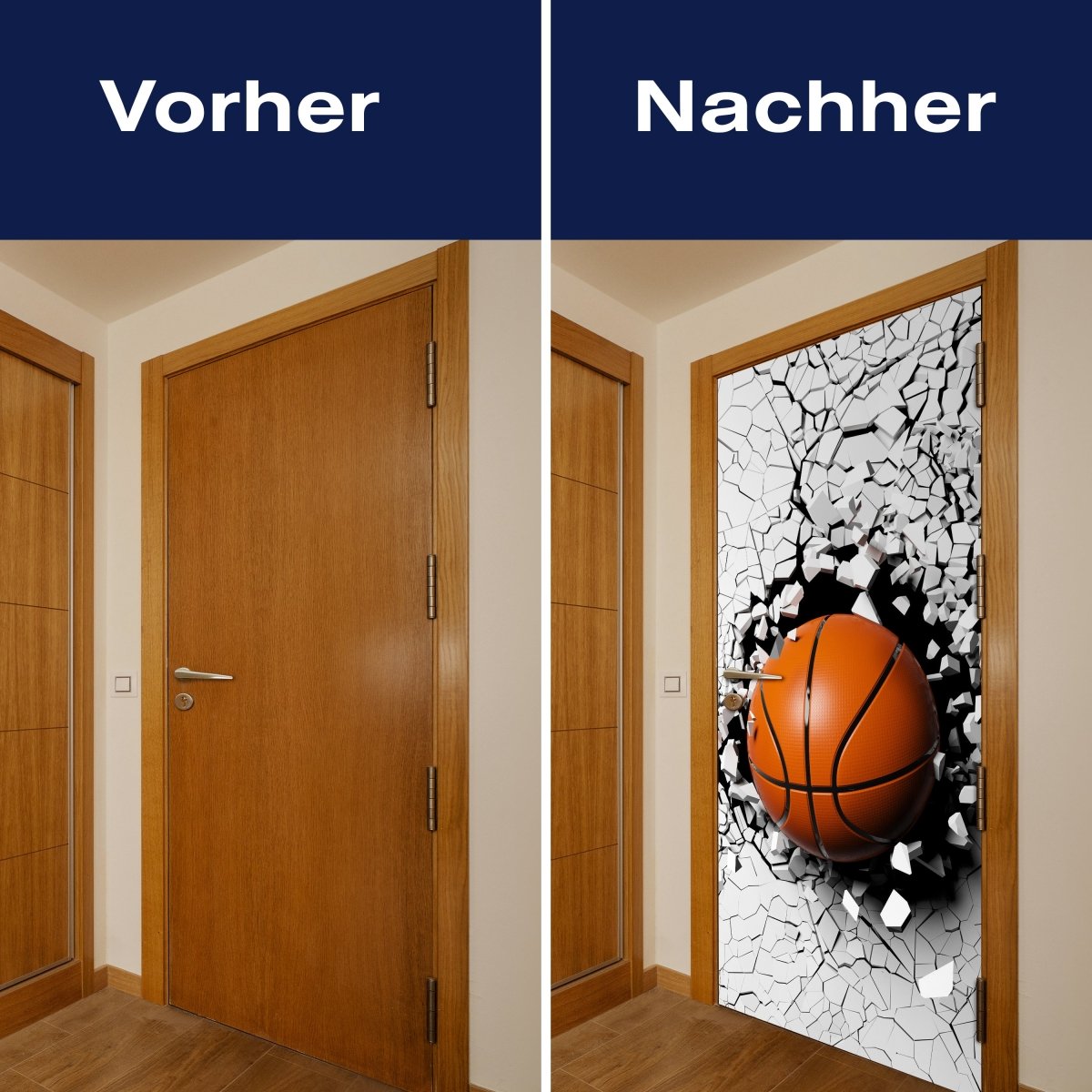 Türtapete Basketball durch Wand, 3D, Sport, Ball M1201 - Bild 10