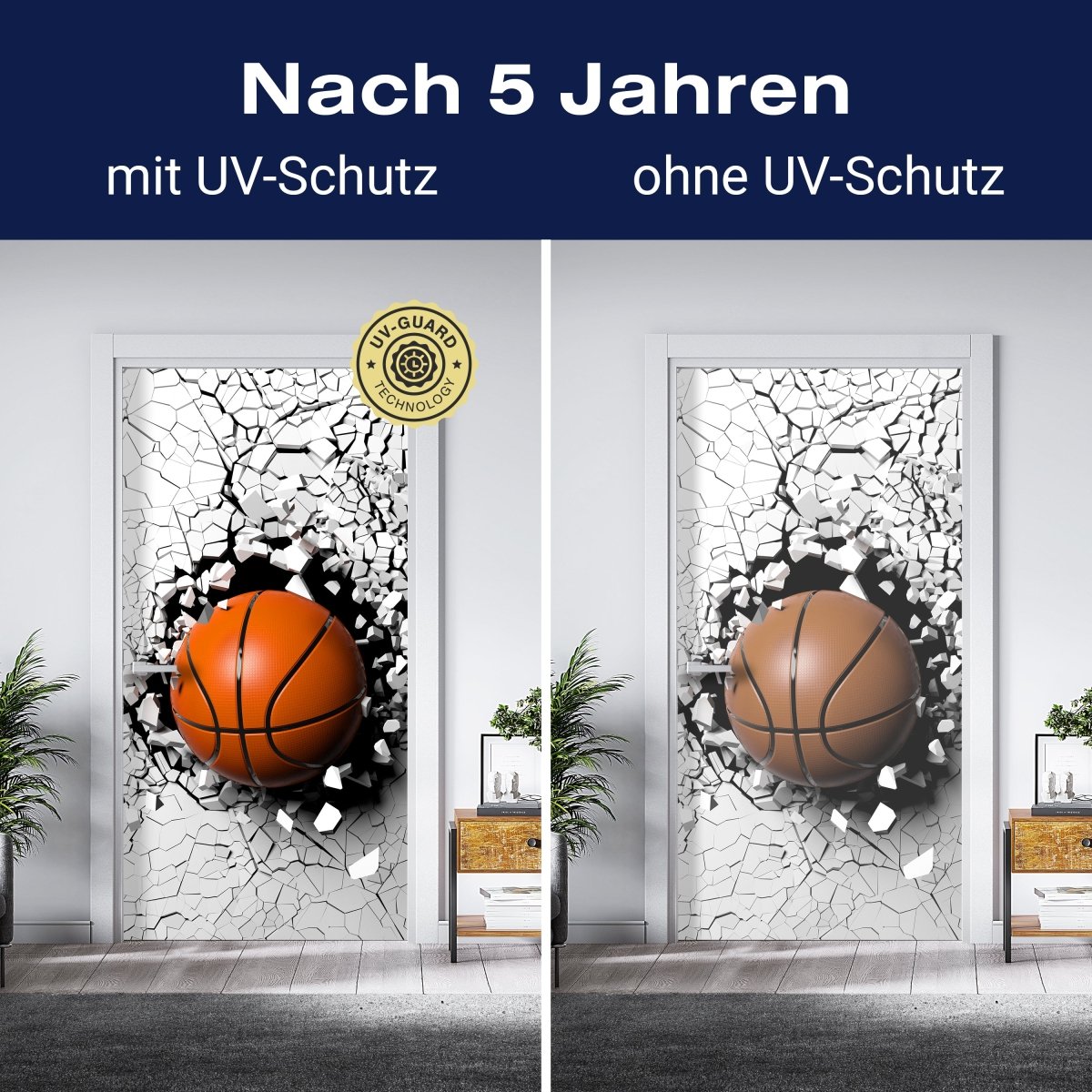 Türtapete Basketball durch Wand, 3D, Sport, Ball M1201 - Bild 4