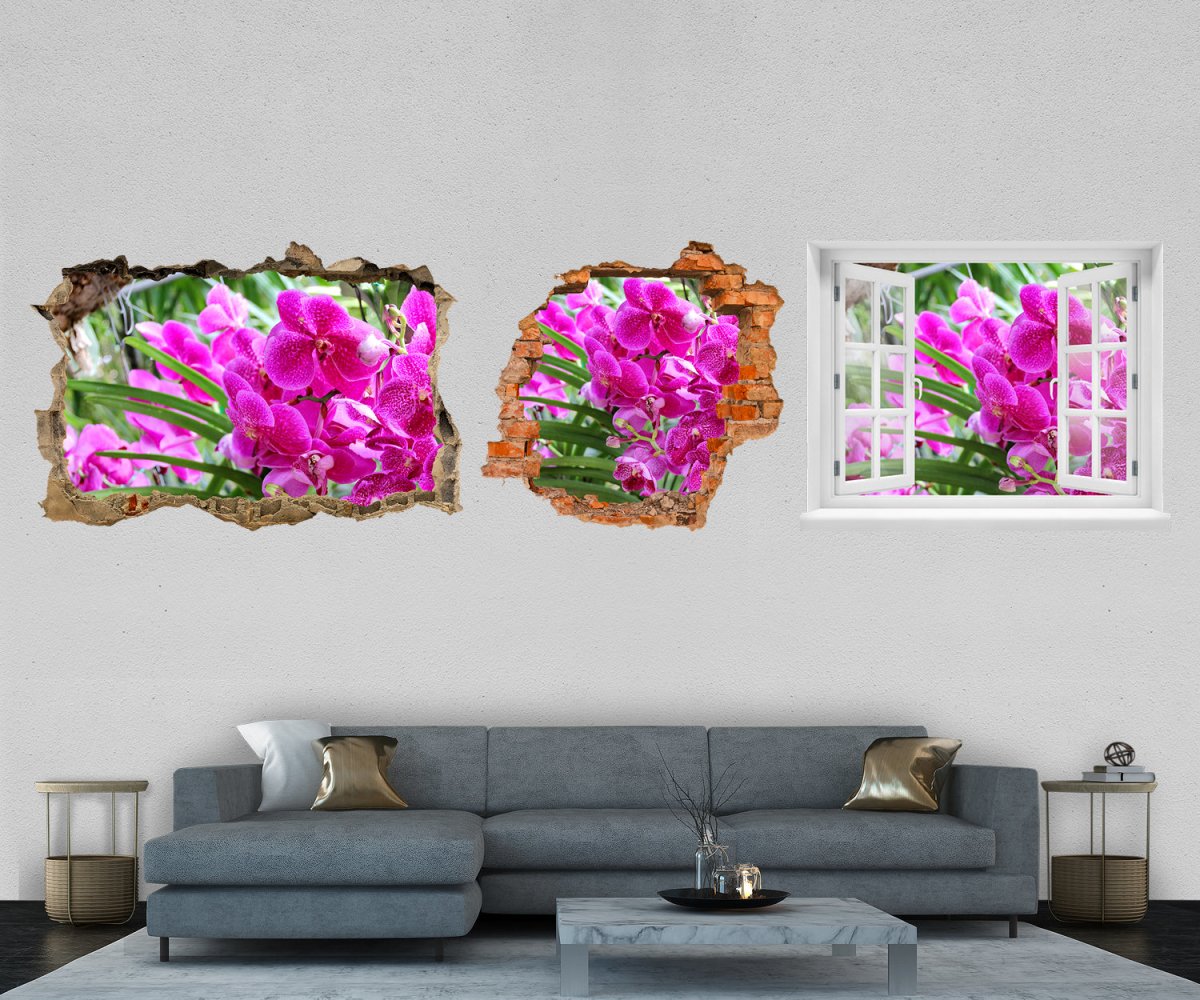 3D-Wandtattoo Pinke Orchideen, Blume, Pink, Orchidee entdecken - Wandsticker M1202 - Bild 1