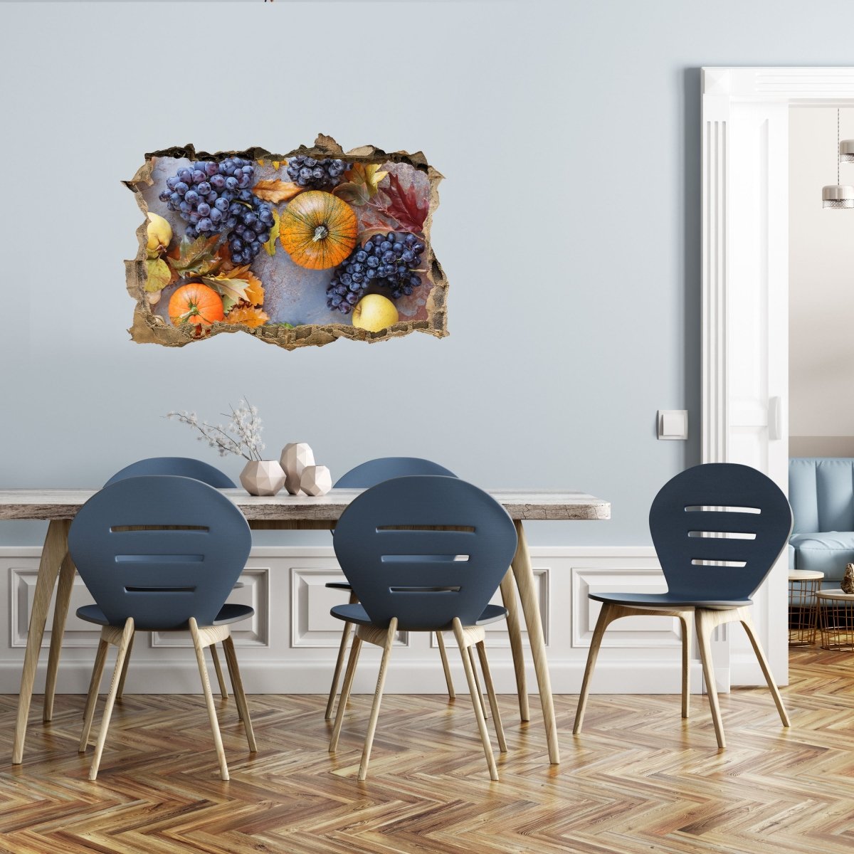 Sticker mural 3D récolte d'automne citrouille feuille de raisin M1207