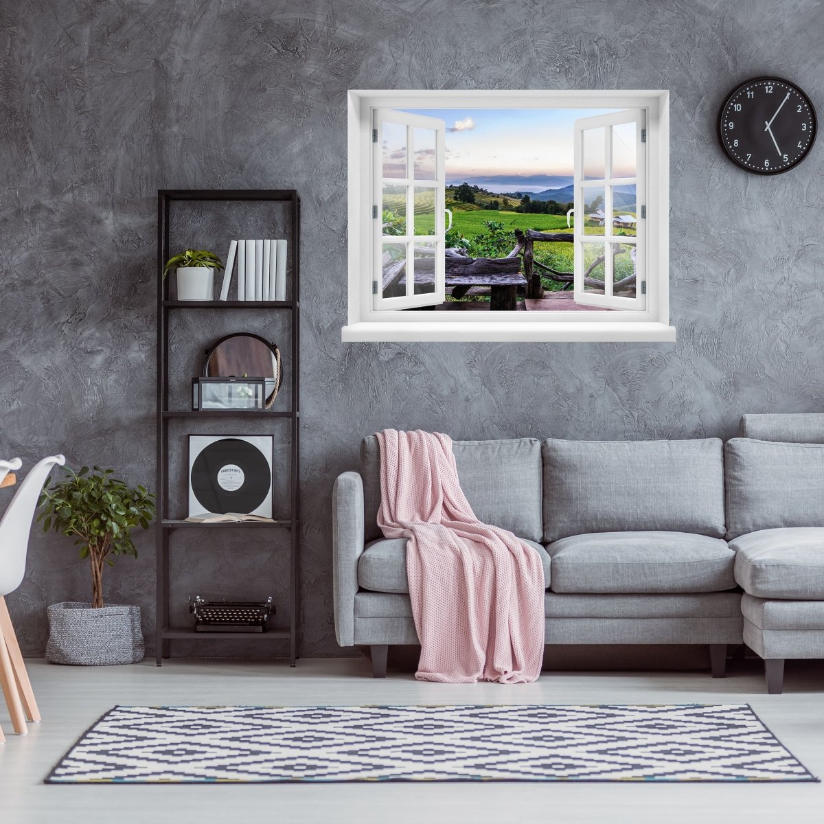 3D wall sticker rice fields in the mountains, mountains, Asia - wall decal M1208