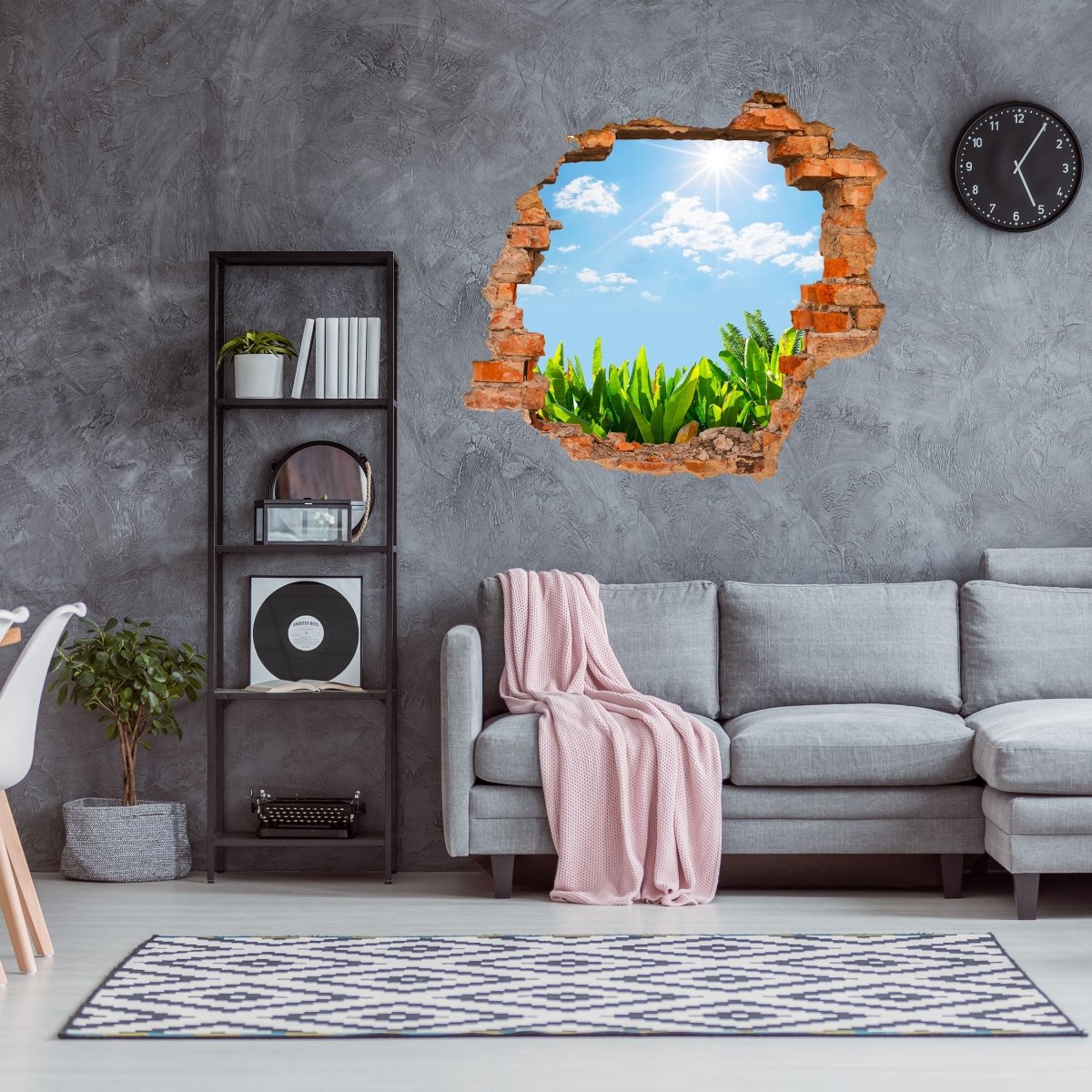 3D wall sticker banana trees in the sun, tropical - Wall Decal M1210