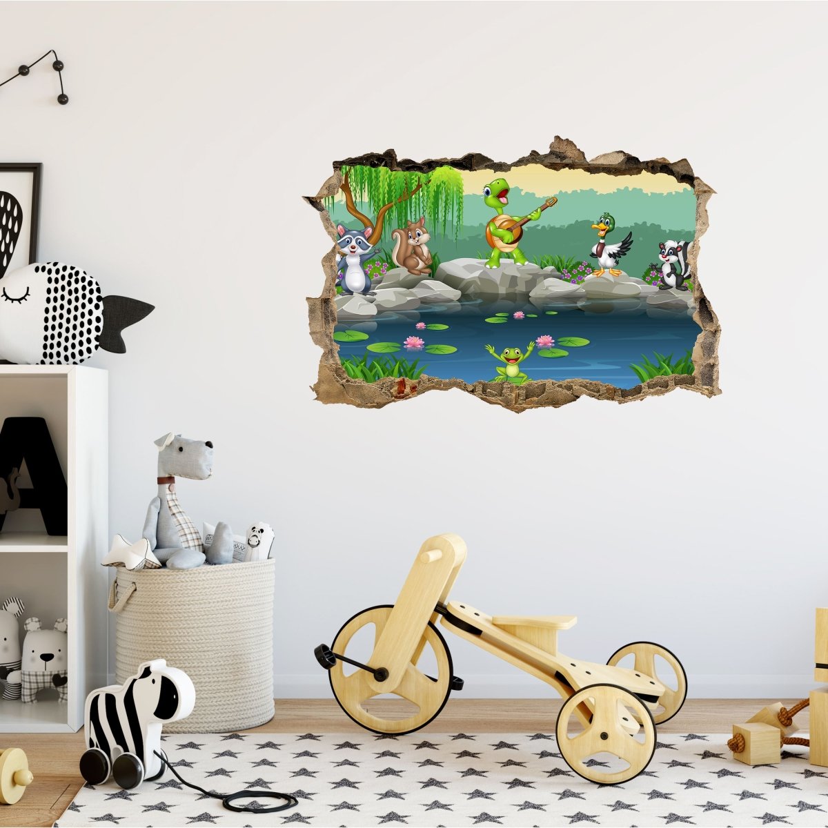 3D wall sticker animals at the pond, frog, turtle - Wall Decal M1219