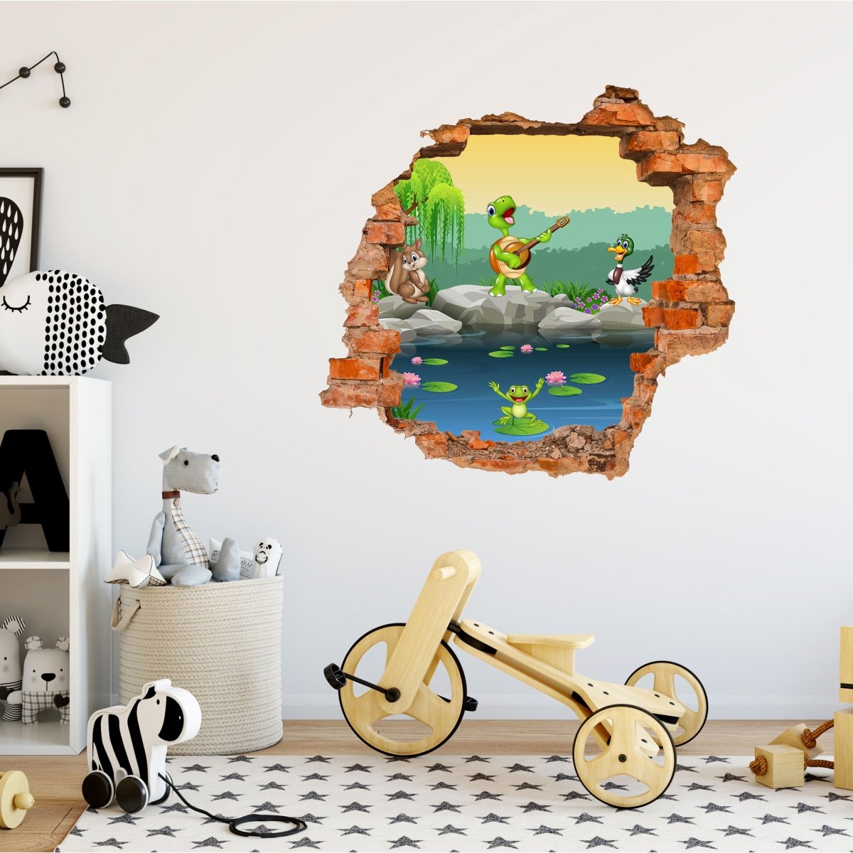 3D wall sticker animals at the pond, frog, turtle - Wall Decal M1219