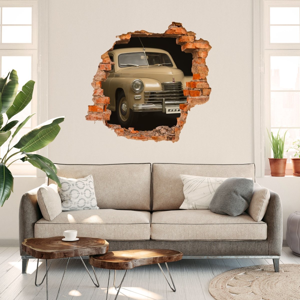3D wall sticker vintage beige, car, vehicle, Russia - Wall Decal M1221