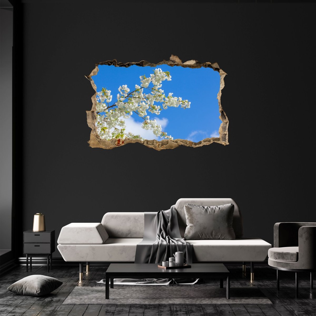 3D-Wandsticker Kirschblüten in der Sonne, Himmel, Blau - Wandtattoo M1228