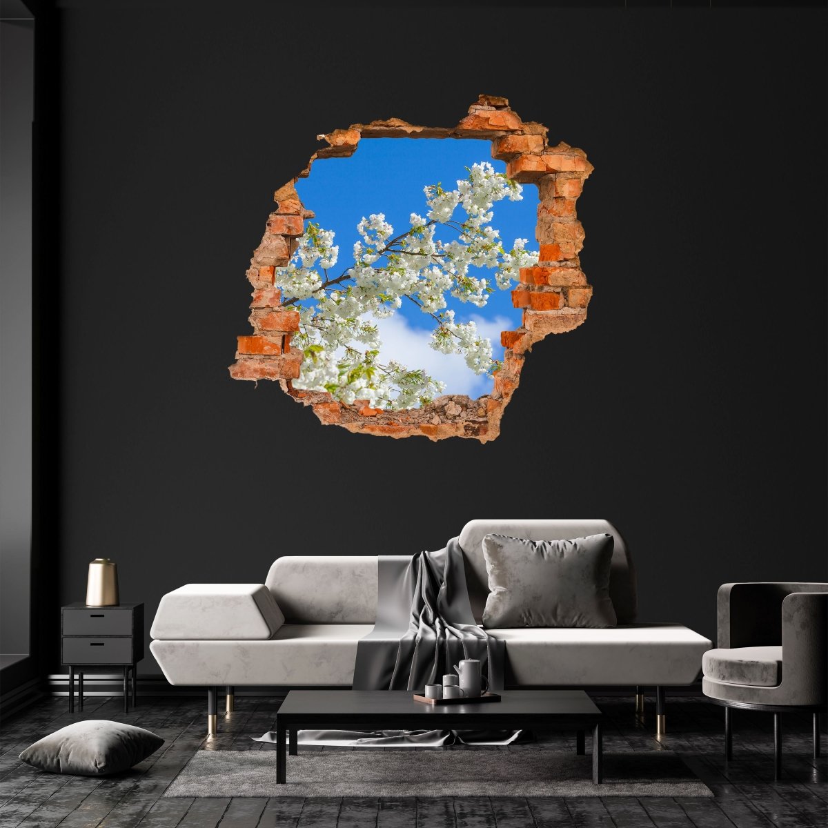 3D wall sticker cherry blossoms in the sun, sky, blue - Wall Decal M1228