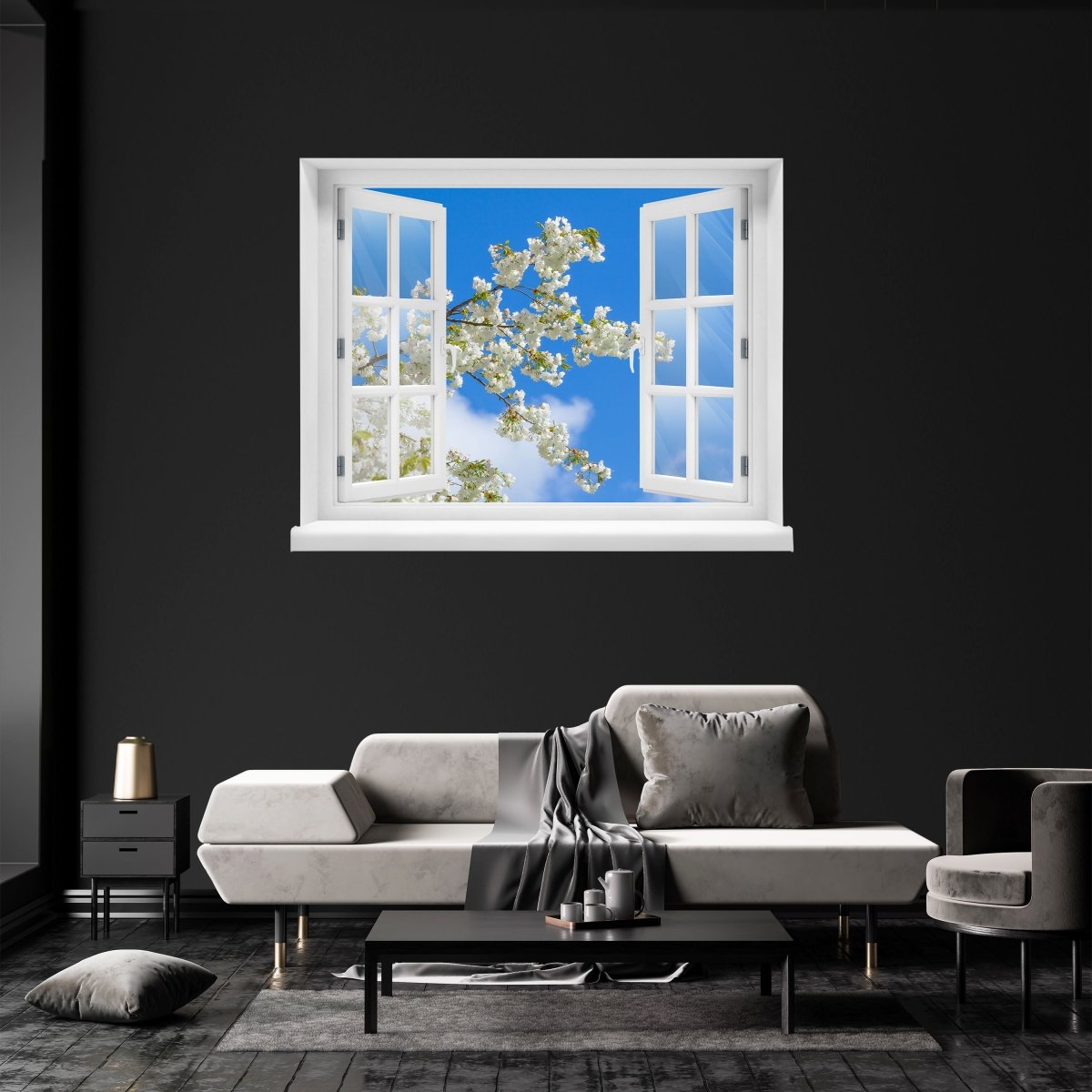 3D wall sticker cherry blossoms in the sun, sky, blue - Wall Decal M1228