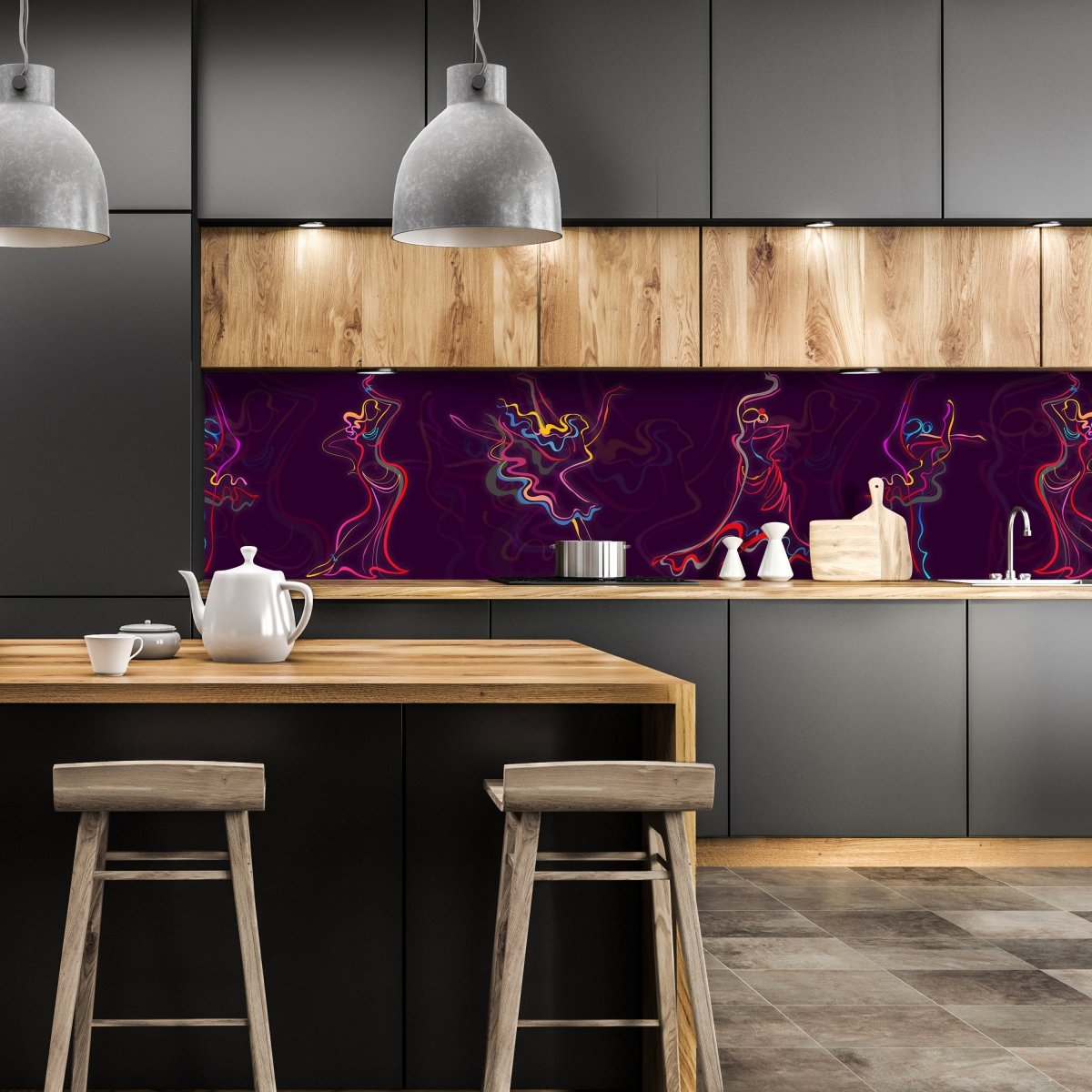 Küchenrückwand Tänzerin Kontur Muster Hintergrund Kleid M1230 entdecken - Bild 1