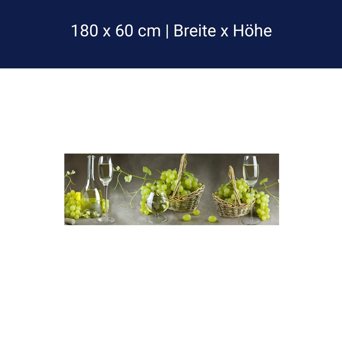 Küchenrückwand Weintrauben Gläser Körbe Korken Grün M1233