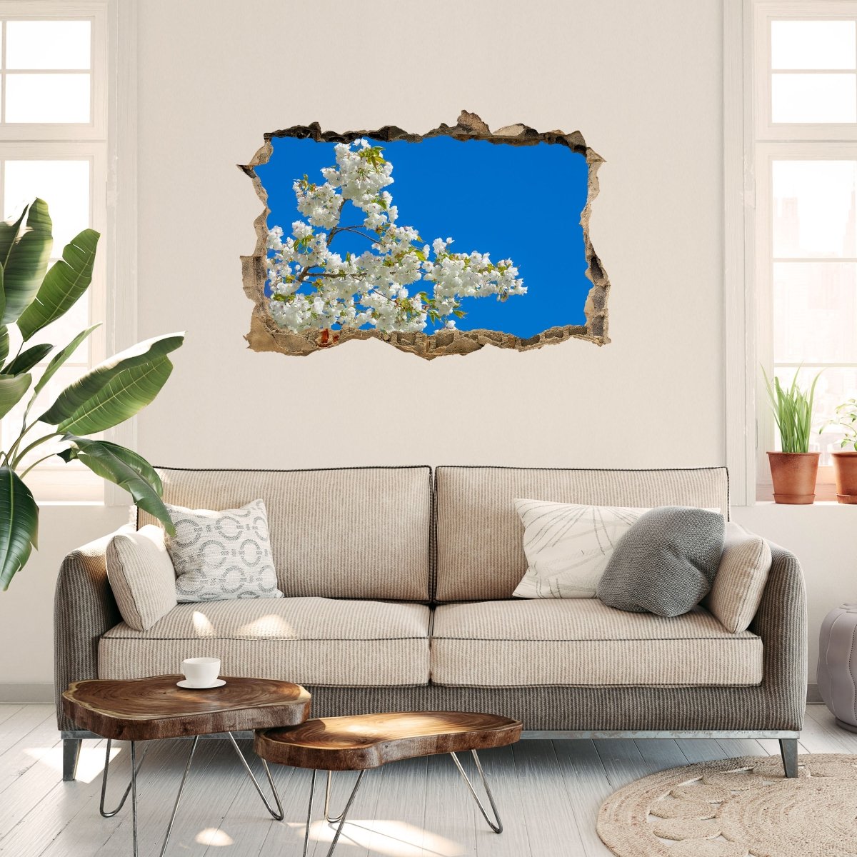 Sticker mural 3D cerisier, fleurs, ciel, cerisier - Wall Decal M1234