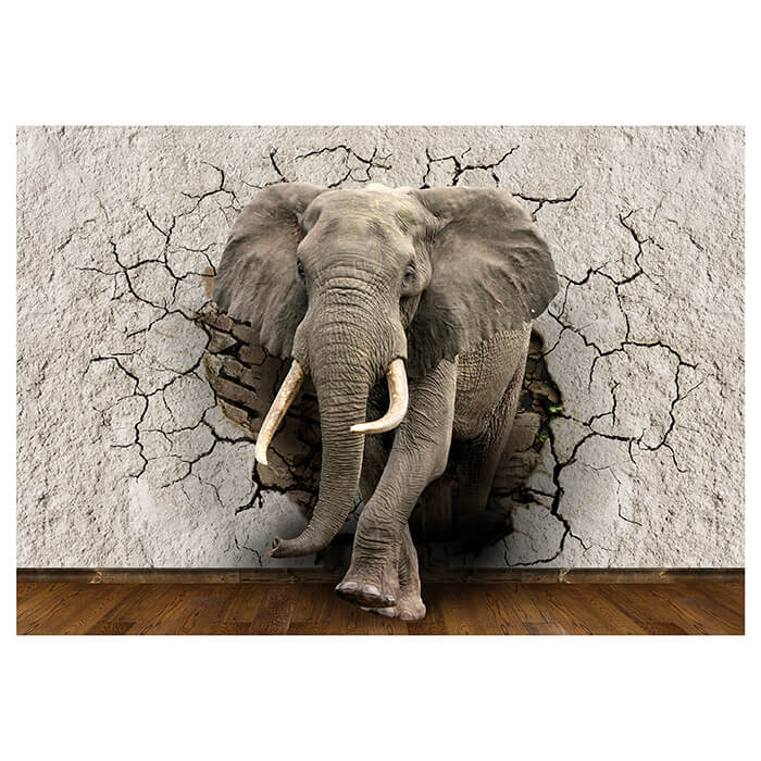 Fototapete Elefant 3D Wanddurchbruch M1238 - Bild 2