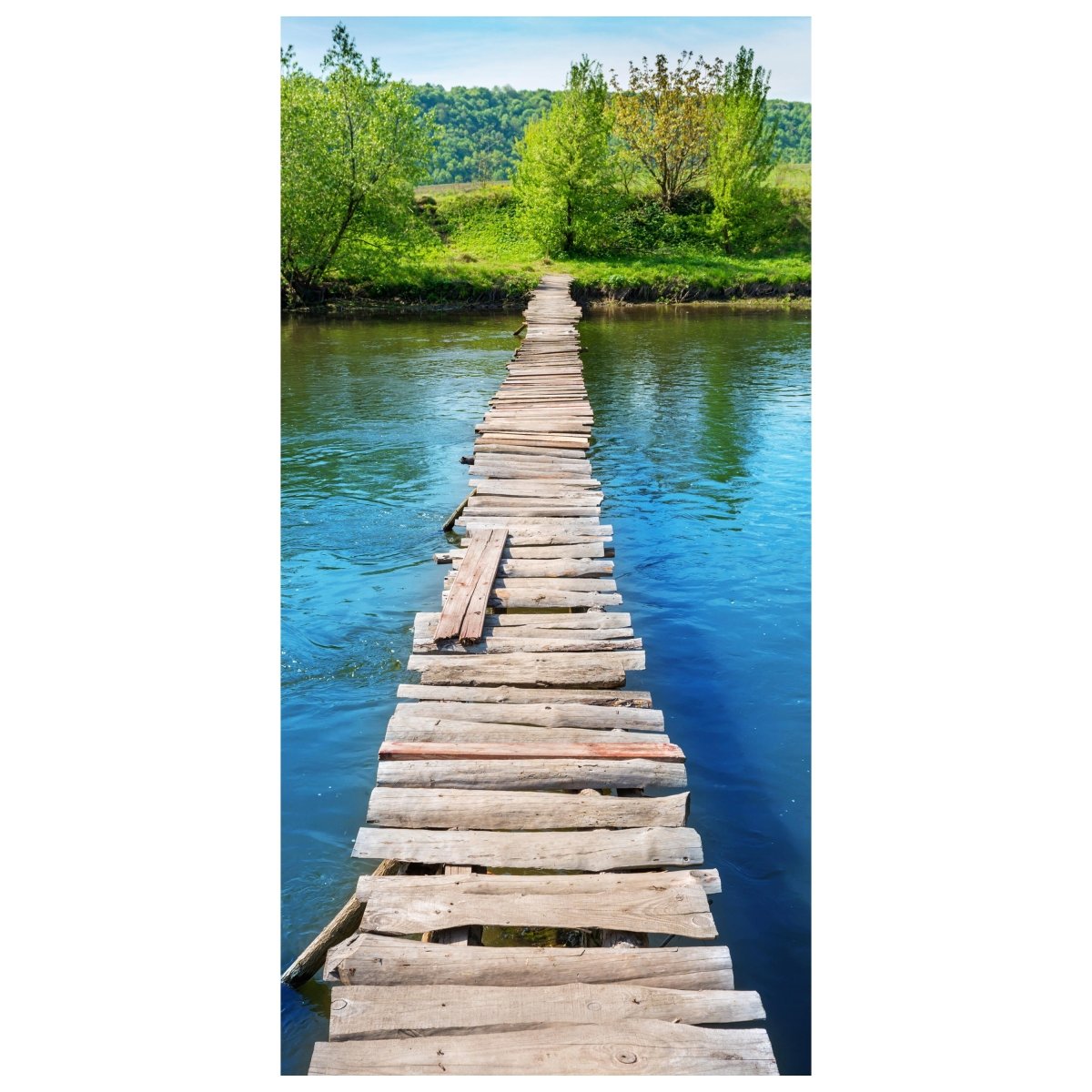 Türtapete Holzbrücke über Fluss, Sommer, Natur M1245 - Bild 2