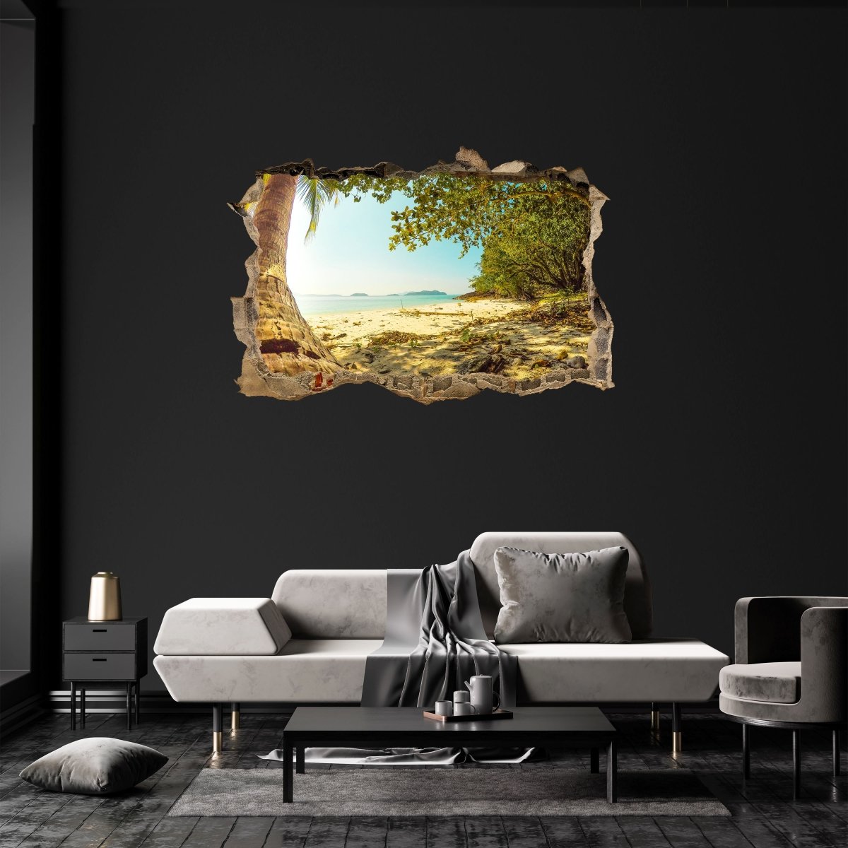 3D wall sticker beach &amp; islands, sea, palm trees, paradise - wall decal M1245