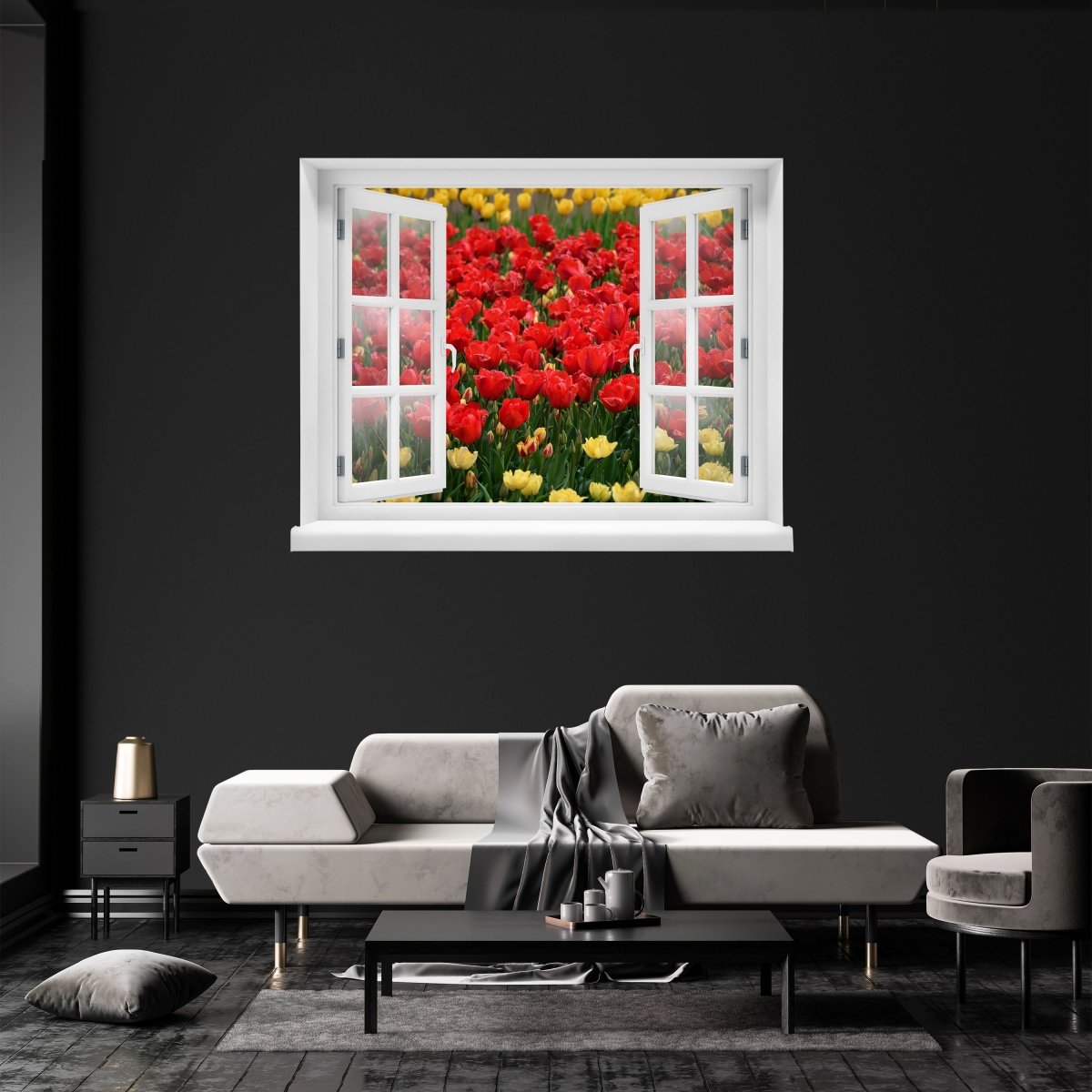 3D-Wandtattoo Tulpen Feld, Rot, Gelb, Blumen, Blüten entdecken - Wandsticker  M1246