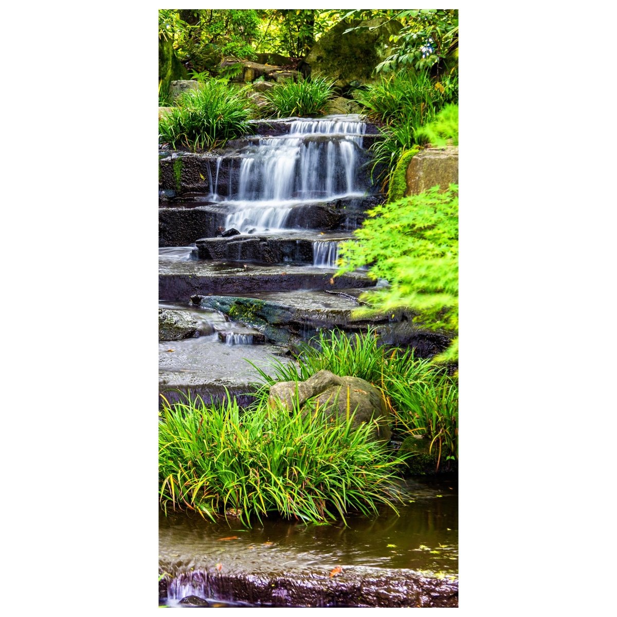 Türtapete Wasserfall, Treppe, Wasser, Bach, Grün M1247 - Bild 2