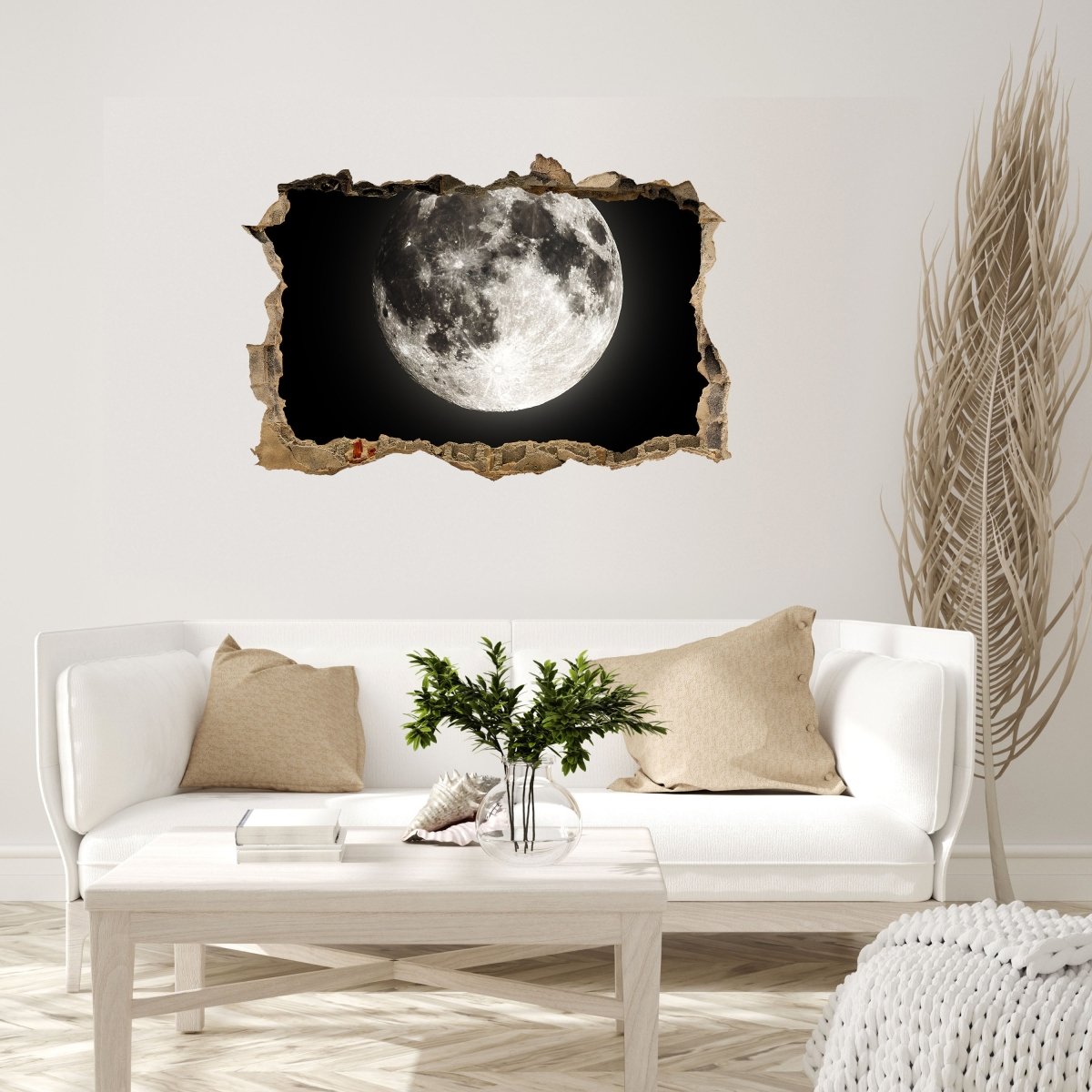 Sticker mural 3D clair de lune, lune, espace, planète - Wall Decal M1253