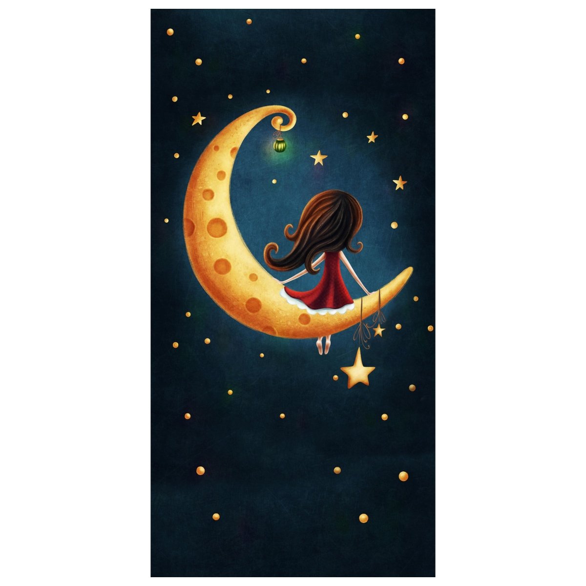 Türtapete Mädchen sitzt auf Mond, Nacht, Sterne M1262 - Bild 2