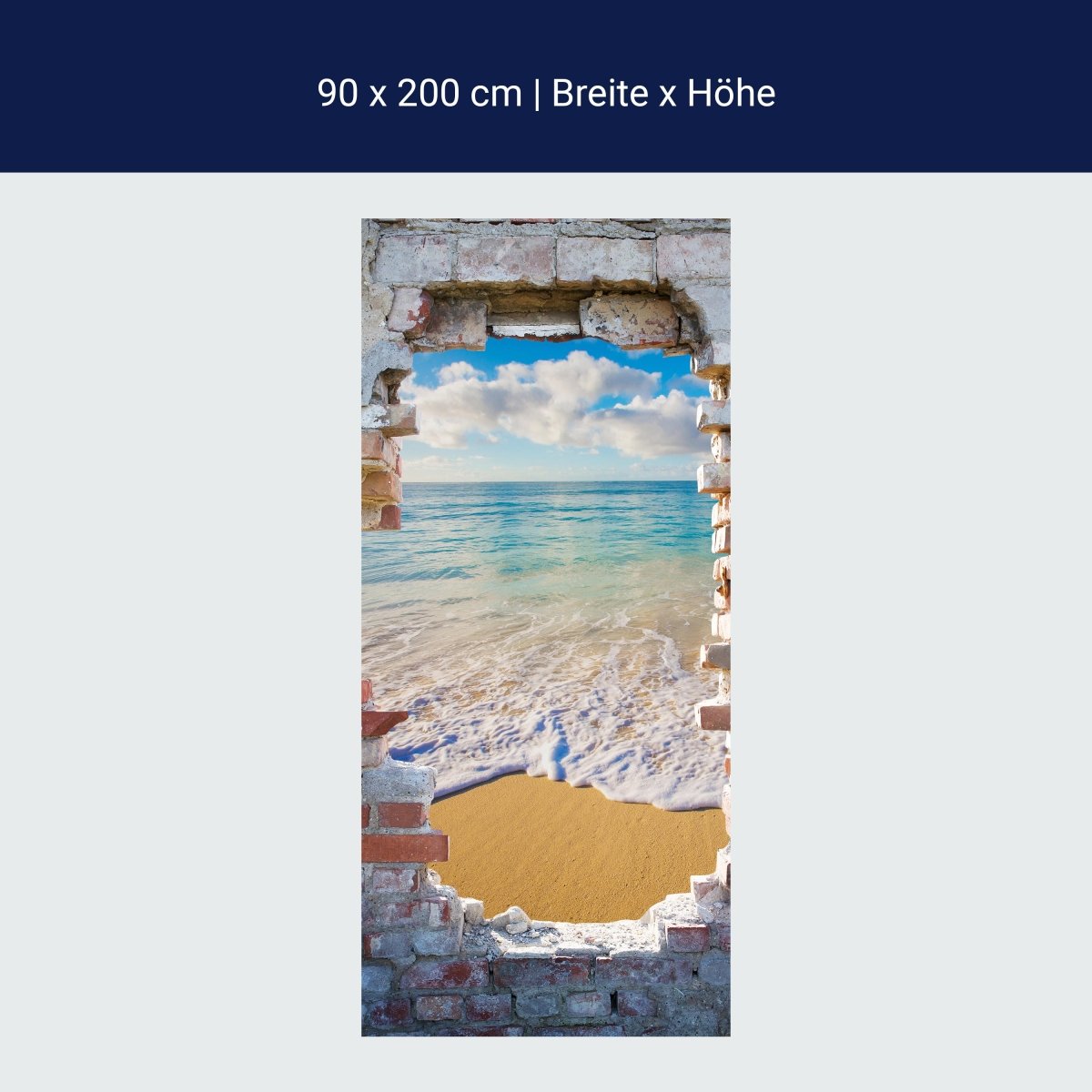 Door wallpaper 3D stone wall, view, sea, beach M1265