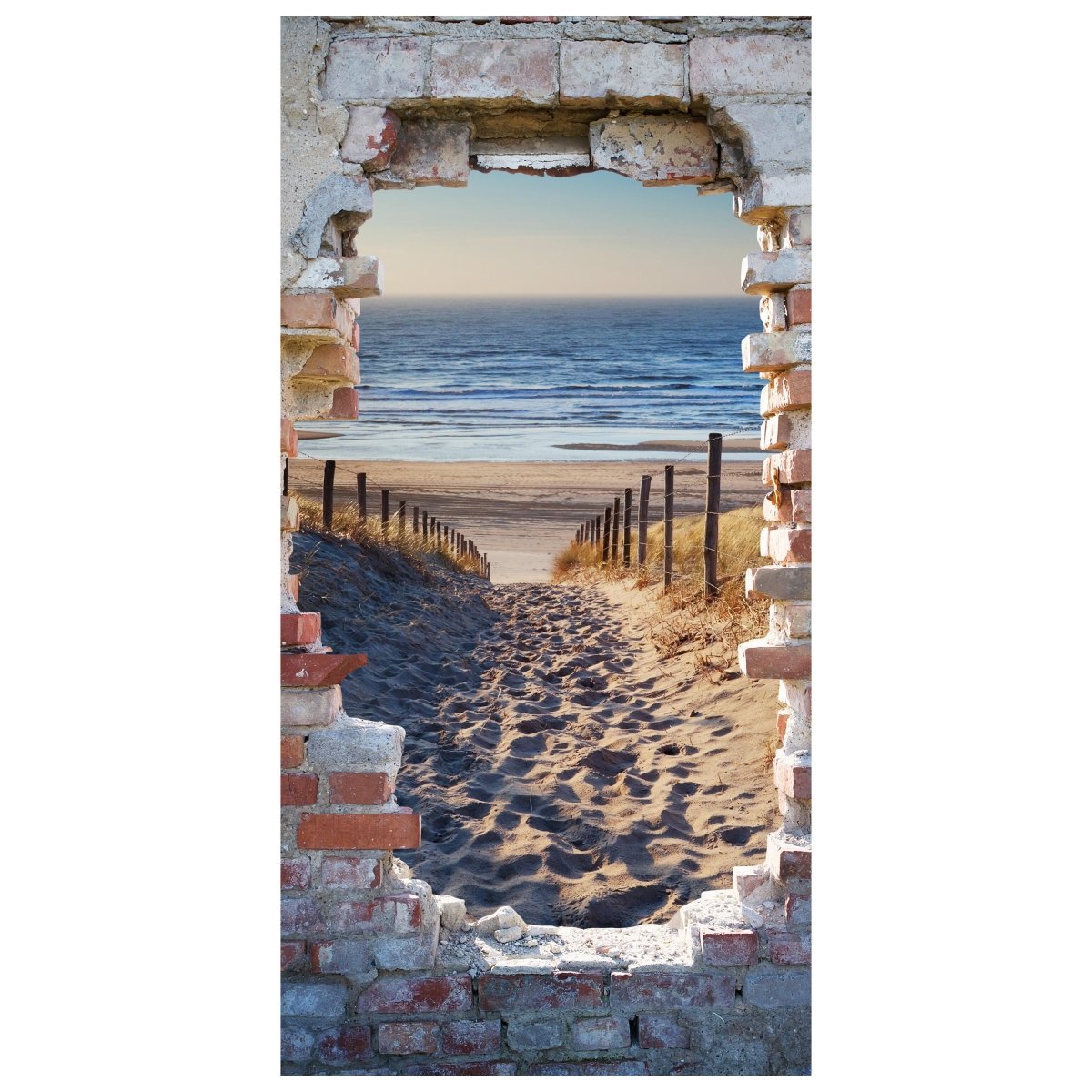 Türtapete 3D Steinwand, Weg zum Strand, Meer M1267 - Bild 2