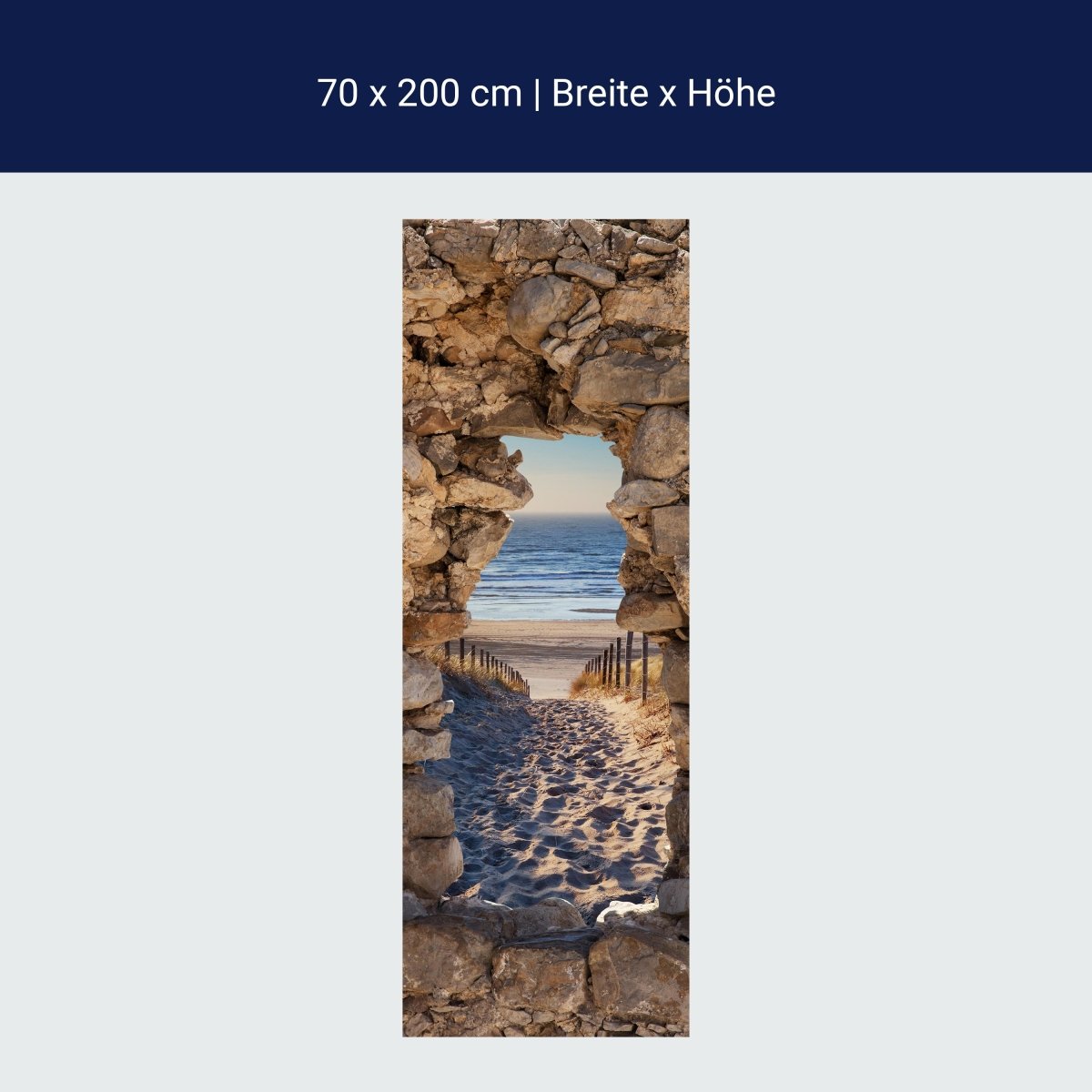 Door wallpaper 3D stones, path to the beach, sea, sand M1268