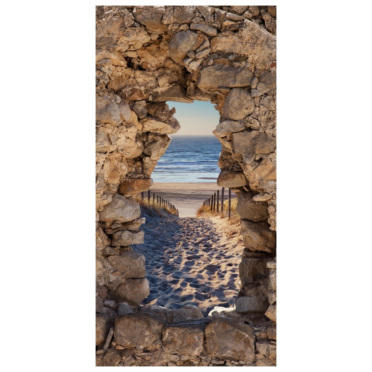 Türtapete 3D Steine, Weg zum Strand, Meer, Sand M1268 - Bild 2