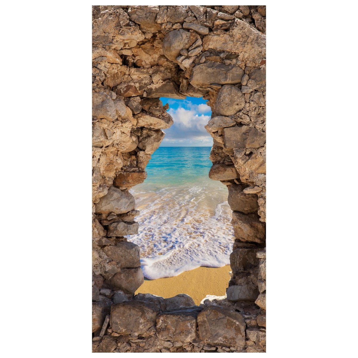Türtapete 3D Steine, Brandung, Meer, Strand, Blau M1269 - Bild 2