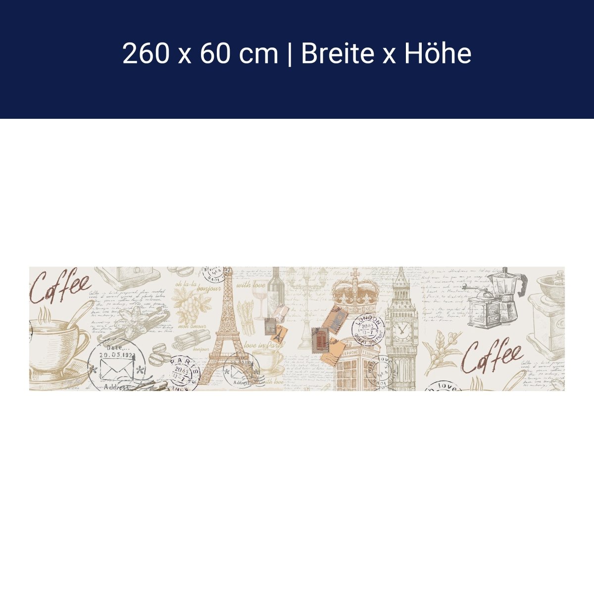 Küchenrückwand Eiffelturm Elizabeth Tower Krone Kaffee M1271