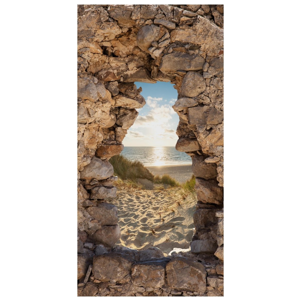 Türtapete 3D Steine, Sand, Strand, Düne, Meer M1271 - Bild 2