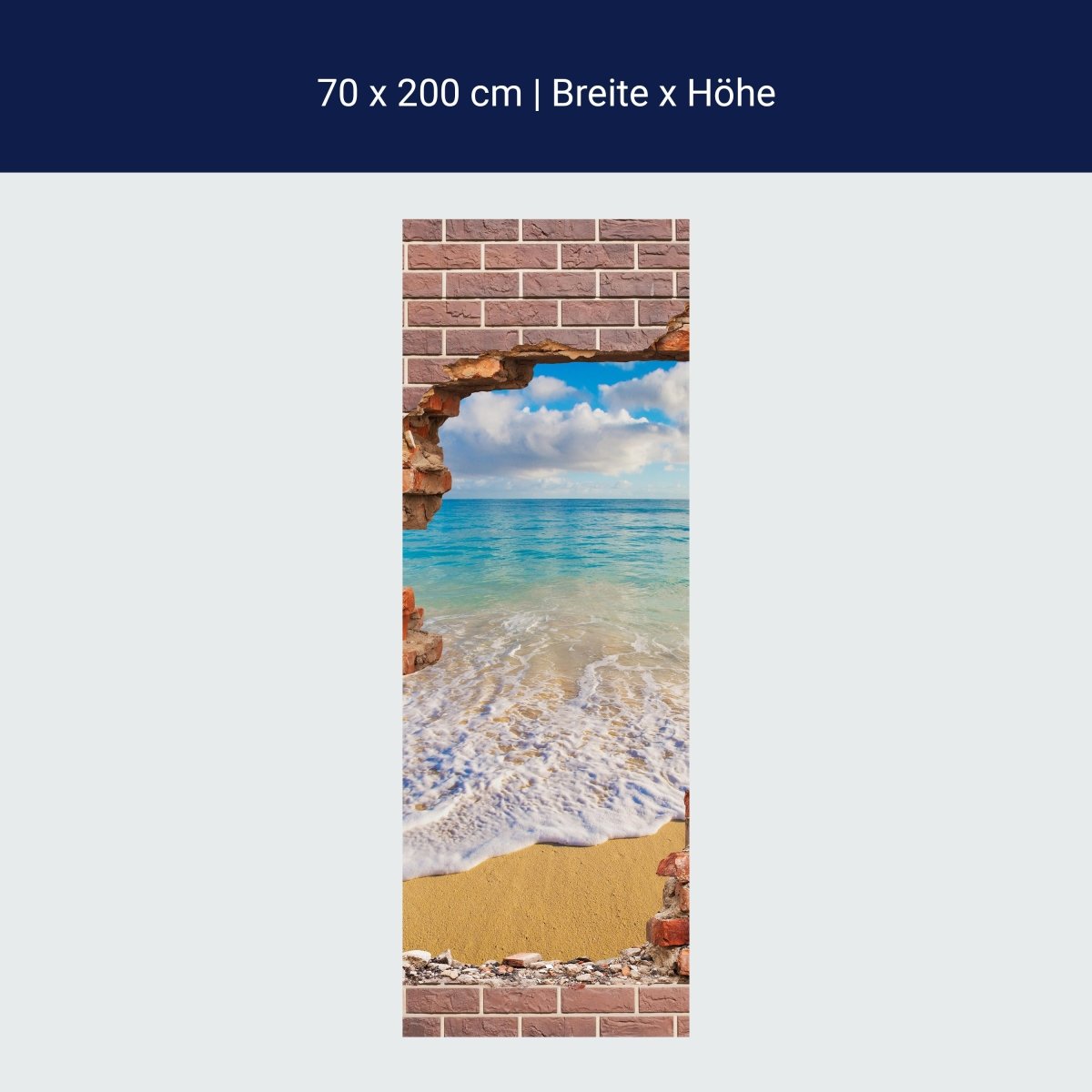 Door wallpaper 3D brick beach sea vacation M1273