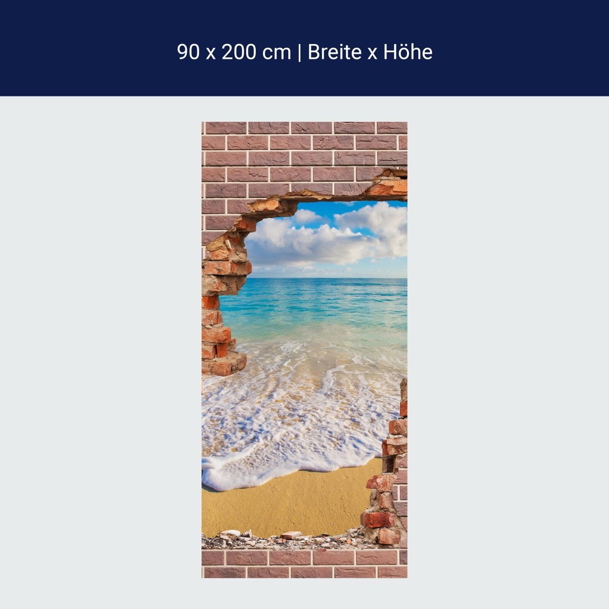 Door wallpaper 3D brick beach sea vacation M1273