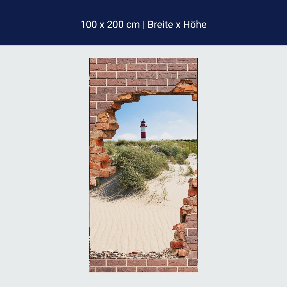 Door wallpaper 3D brick lighthouse beach dune M1276