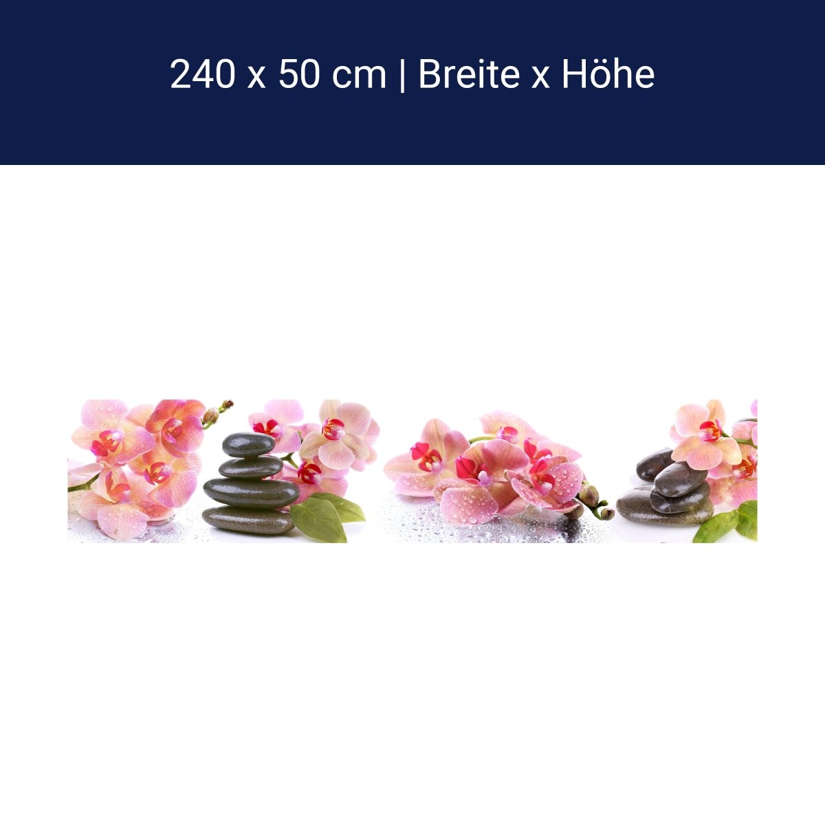 Küchenrückwand Orchidee Blätter Steine Wasser M1280