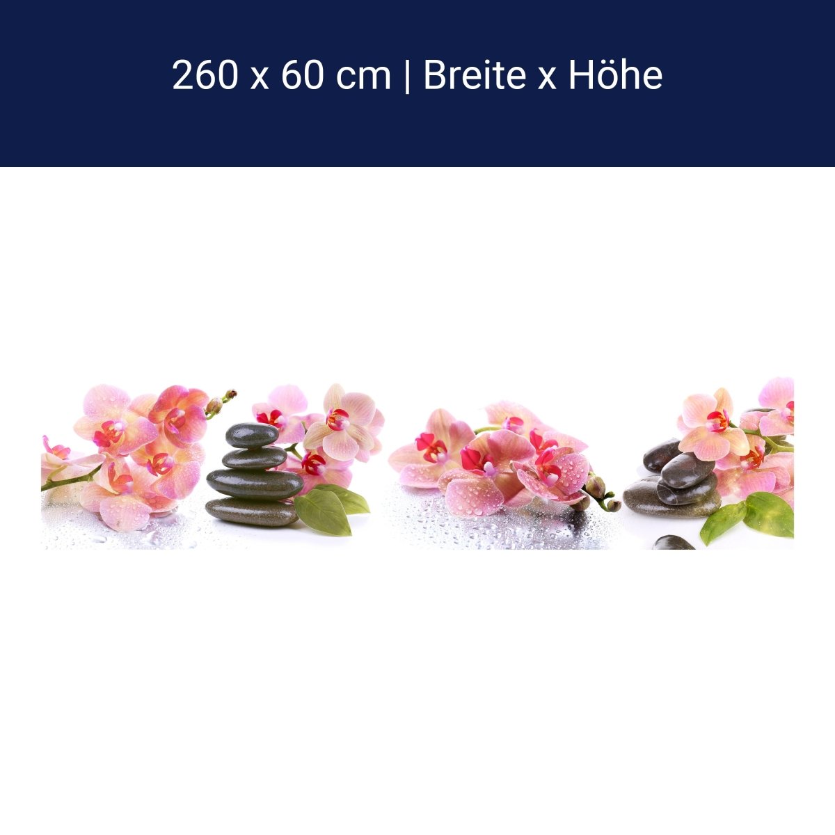 Küchenrückwand Orchidee Blätter Steine Wasser M1280