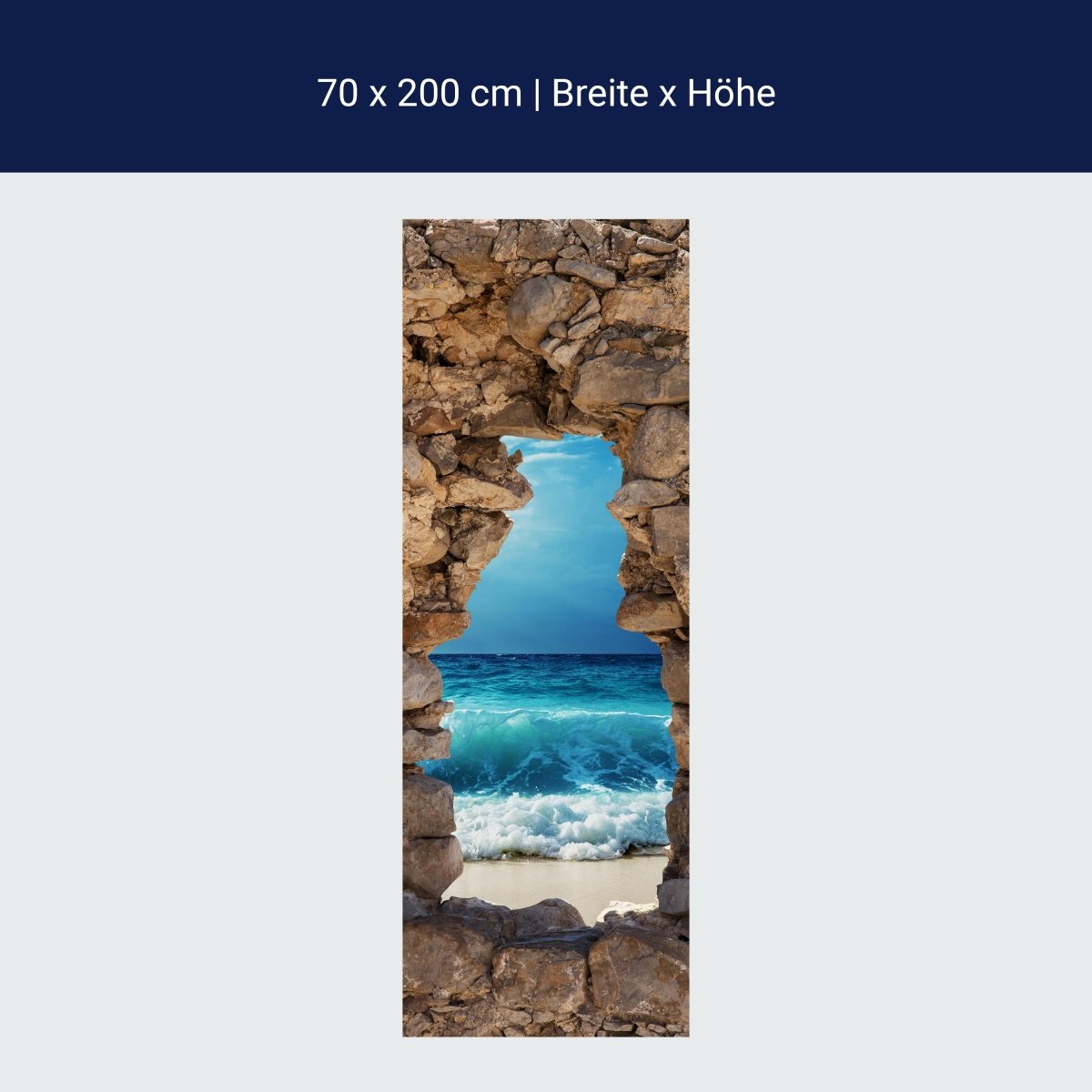 Door wallpaper 3D bricks, sea, waves, beach M1284