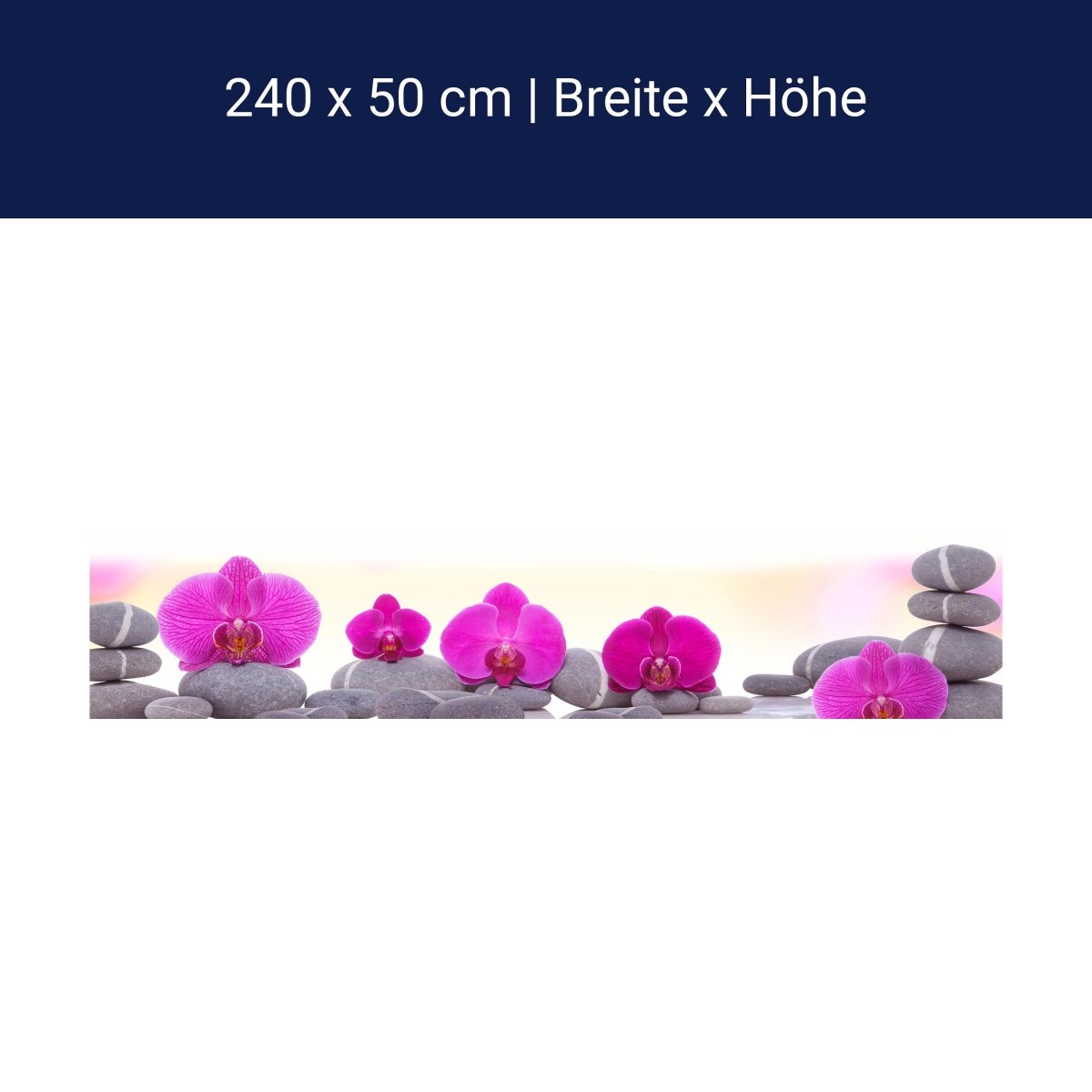 Küchenrückwand Orchidee Steine Blätter rosa M1285