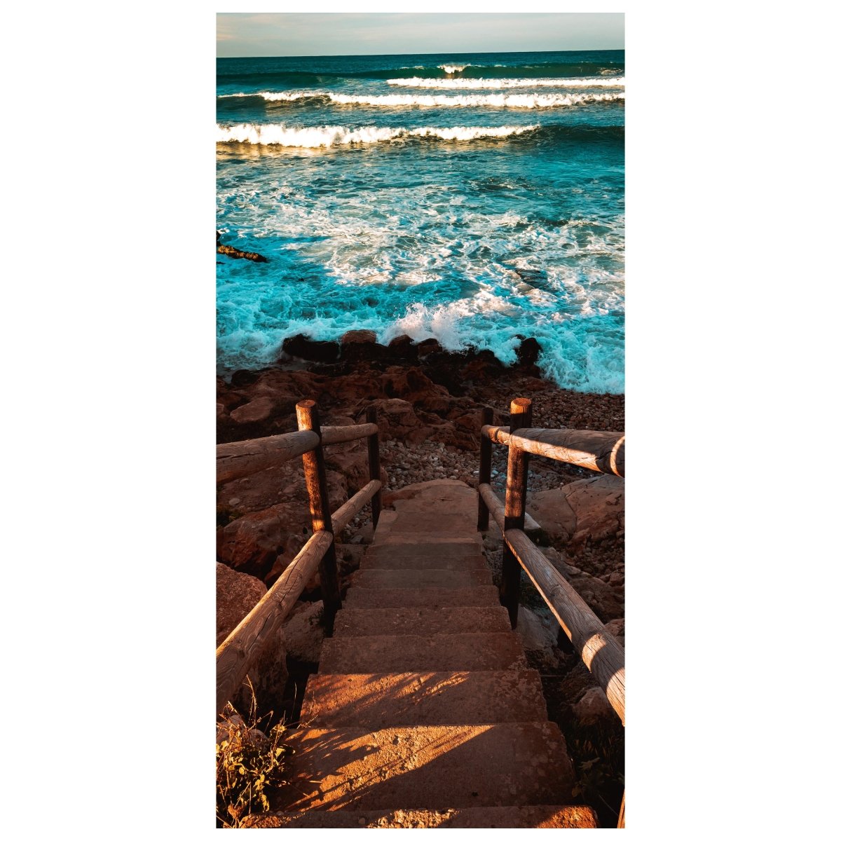 Türtapete Treppe zum Strand, Meer, Wellen, Wasser M1290 - Bild 2