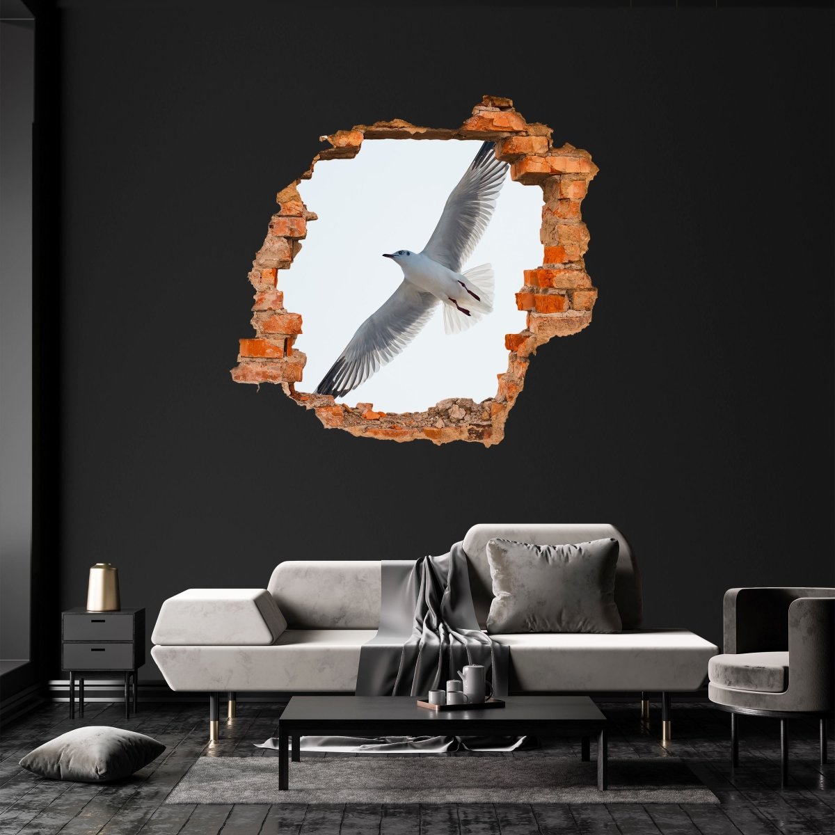 3D wall sticker seagull in flight, bird, animal, sea, feathers - Wall Decal M1291