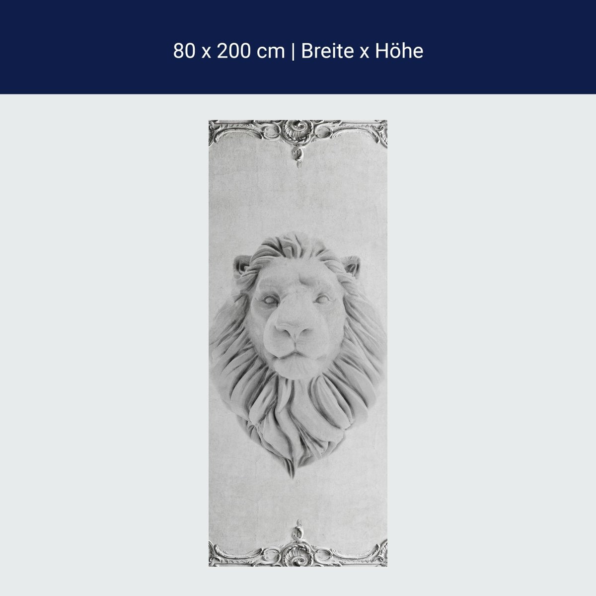 Door wallpaper large lion head, stucco, lion, marble M1314