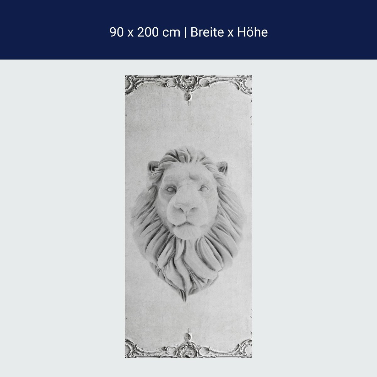 Papier peint de porte grande tête de lion, stuc, lion, marbre M1314