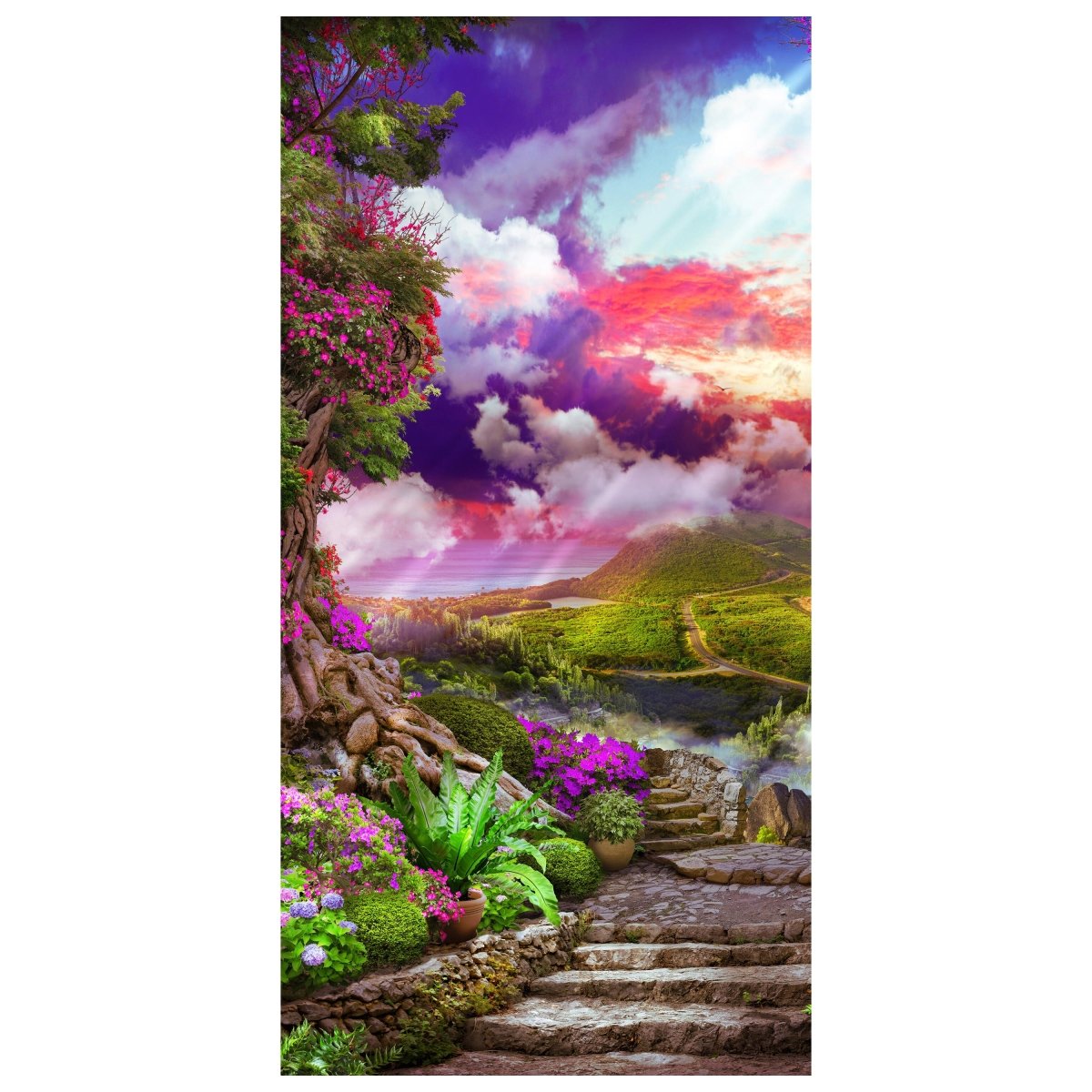 Türtapete Regenbogen Landschaft, Wolken, Fantasy M1319 - Bild 2