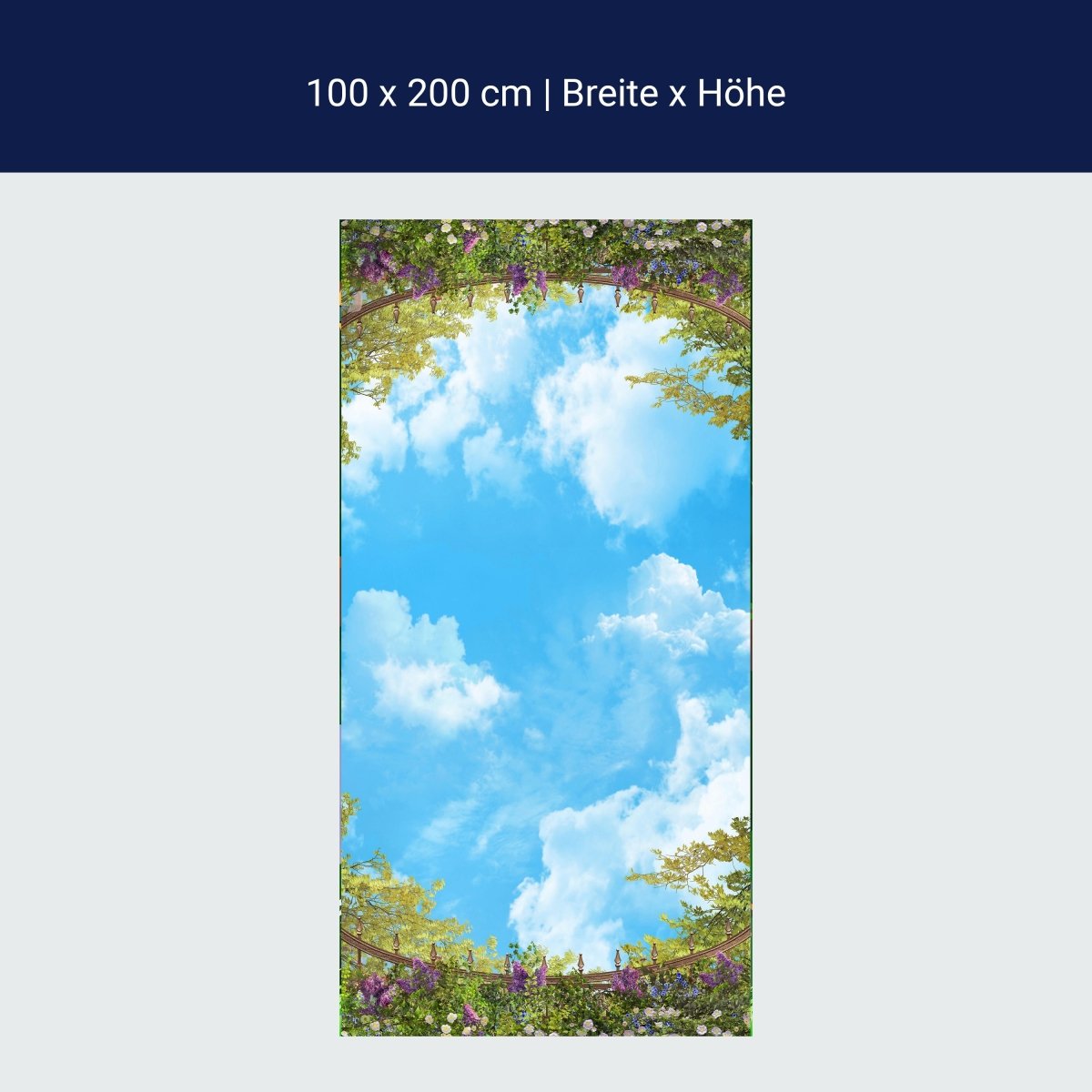 Türtapete Blick in den Himmel, Wolken, Pflanzen M1330