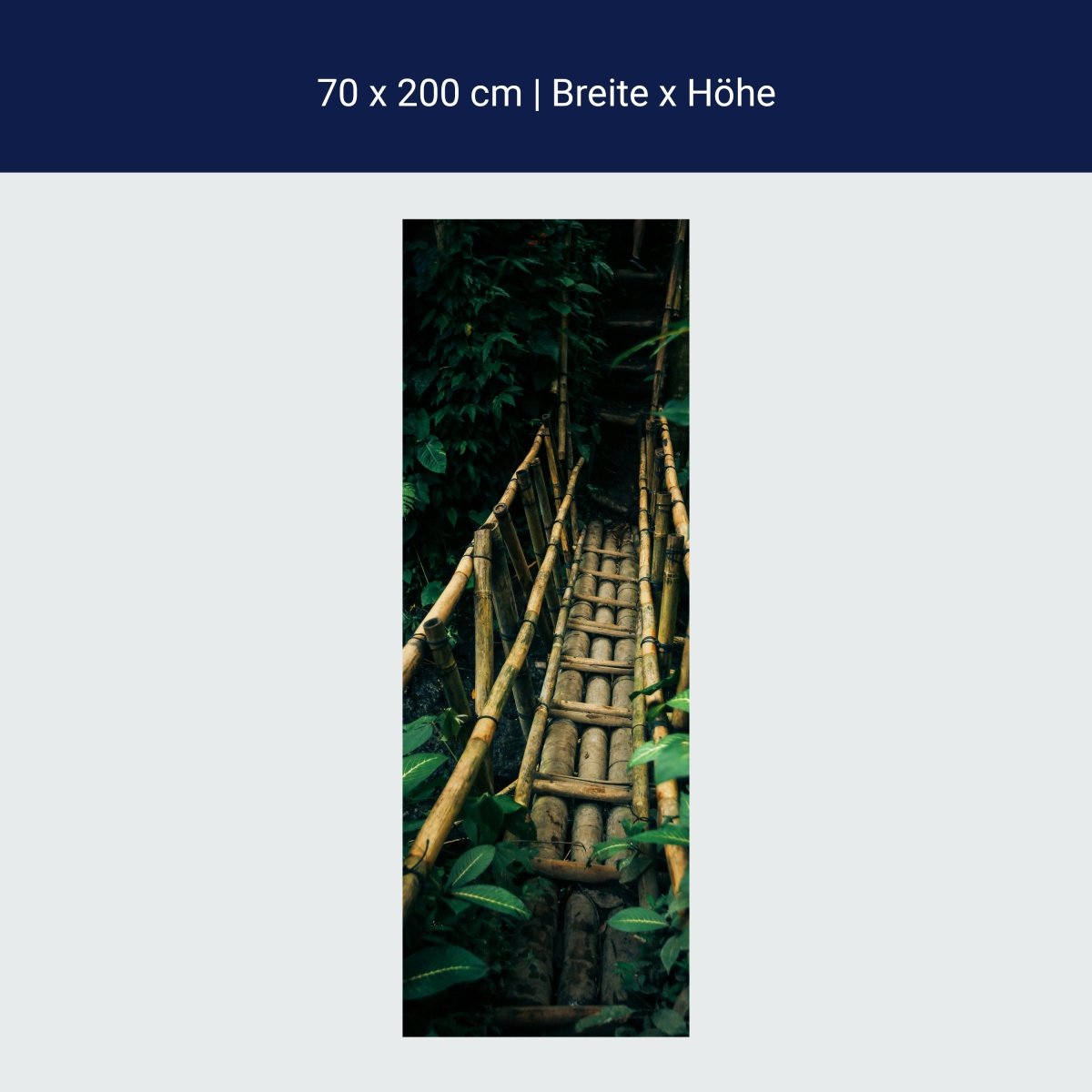 Porte papier peint pont en bambou, jungle, forêt vierge M1344