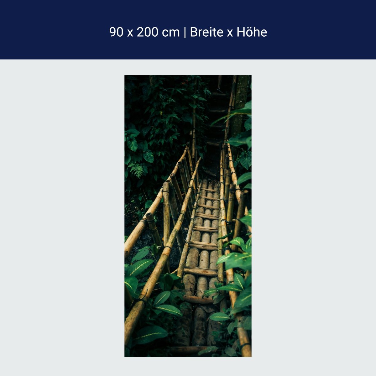 Porte papier peint pont en bambou, jungle, forêt vierge M1344