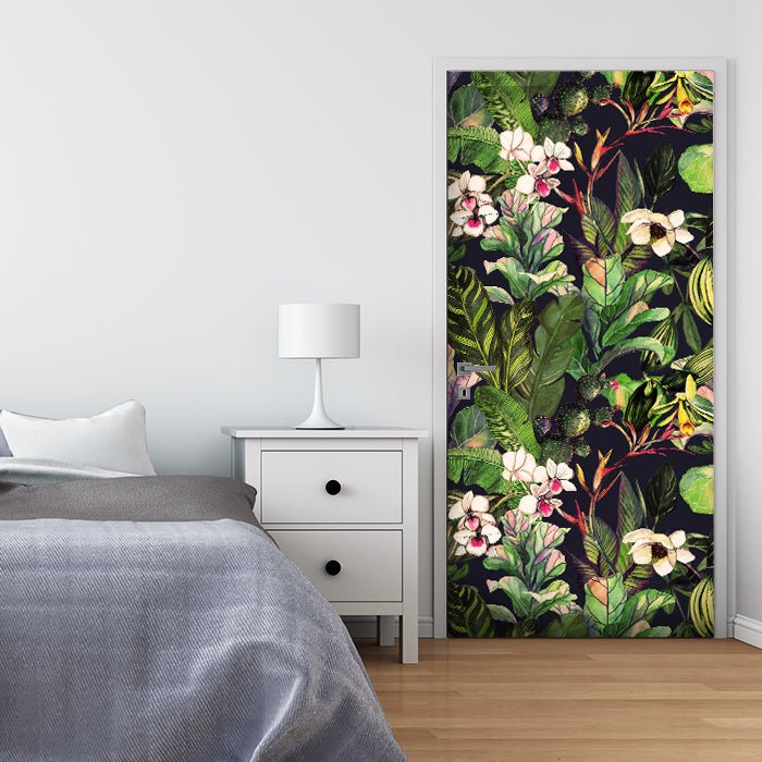 Türtapete Pflanzen Gemälde, Dschungel, Blumen M1347 - Bild 1