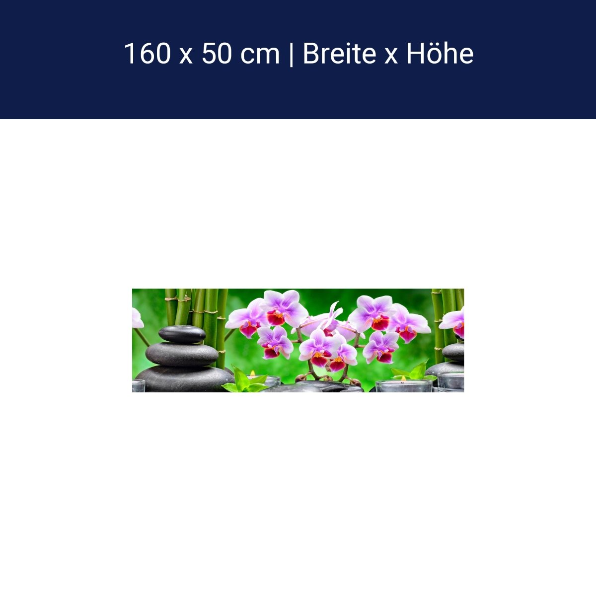 Küchenrückwand Steine schwarz orchidee bambus kerzen M1350