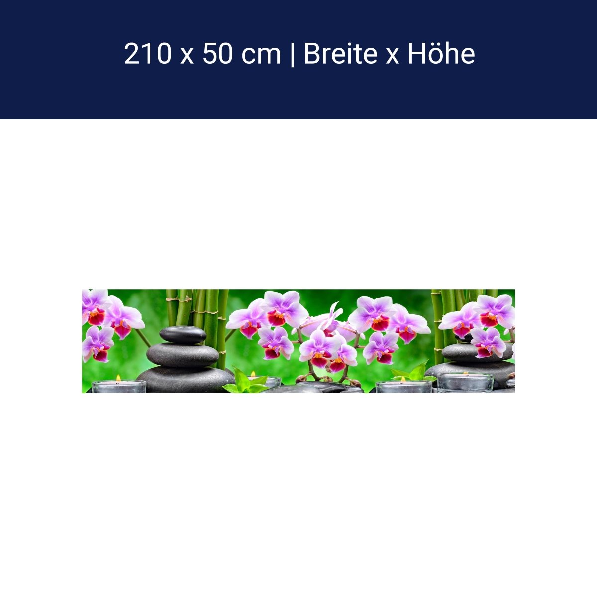 Küchenrückwand Steine schwarz orchidee bambus kerzen M1350